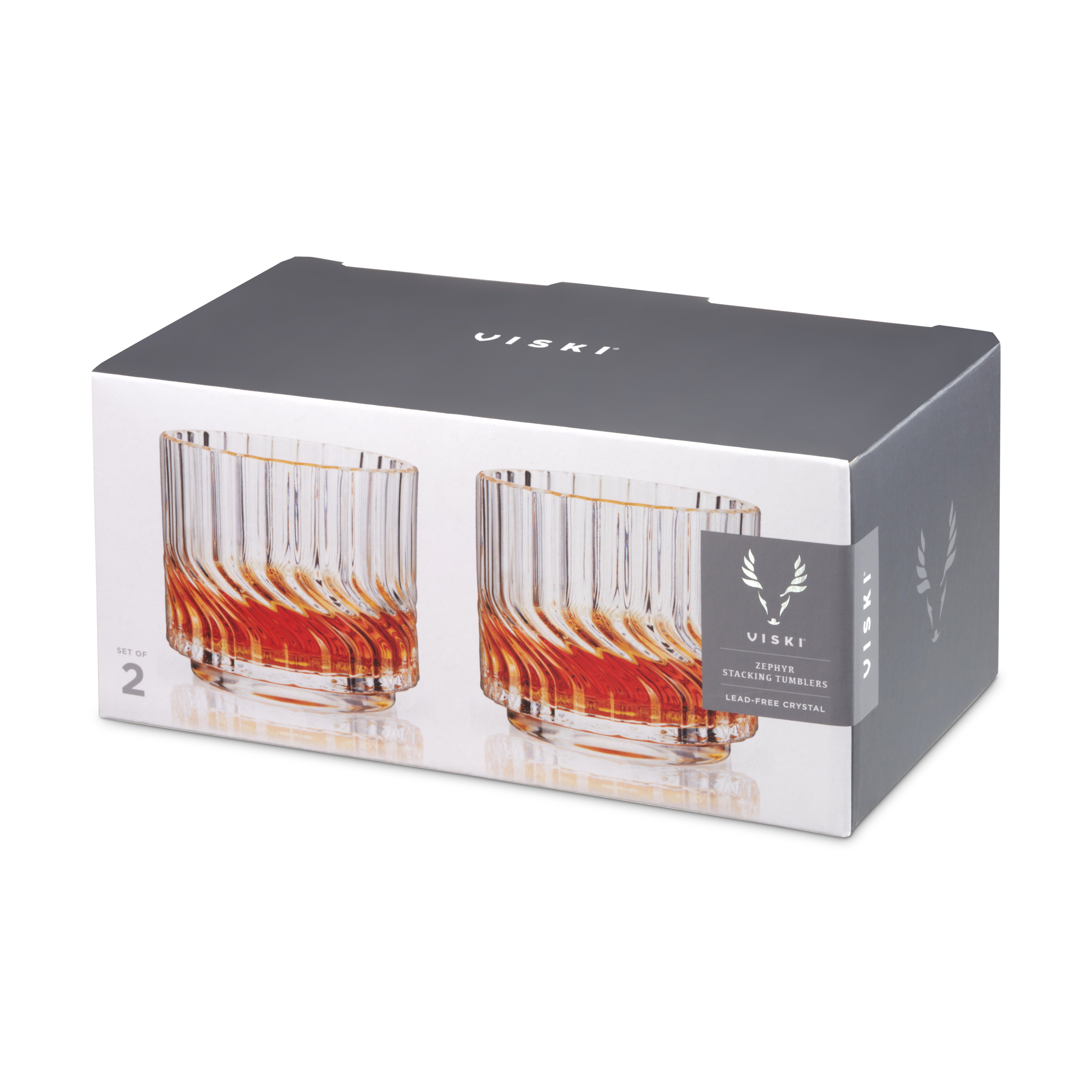 Premium Zephyr Crystal Lowball Tumblers Set of 2 - Elegant Whiskey Glasses for Bourbon, Scotch & Cocktails - Perfect for Home Bar, Gifts & Entertaining