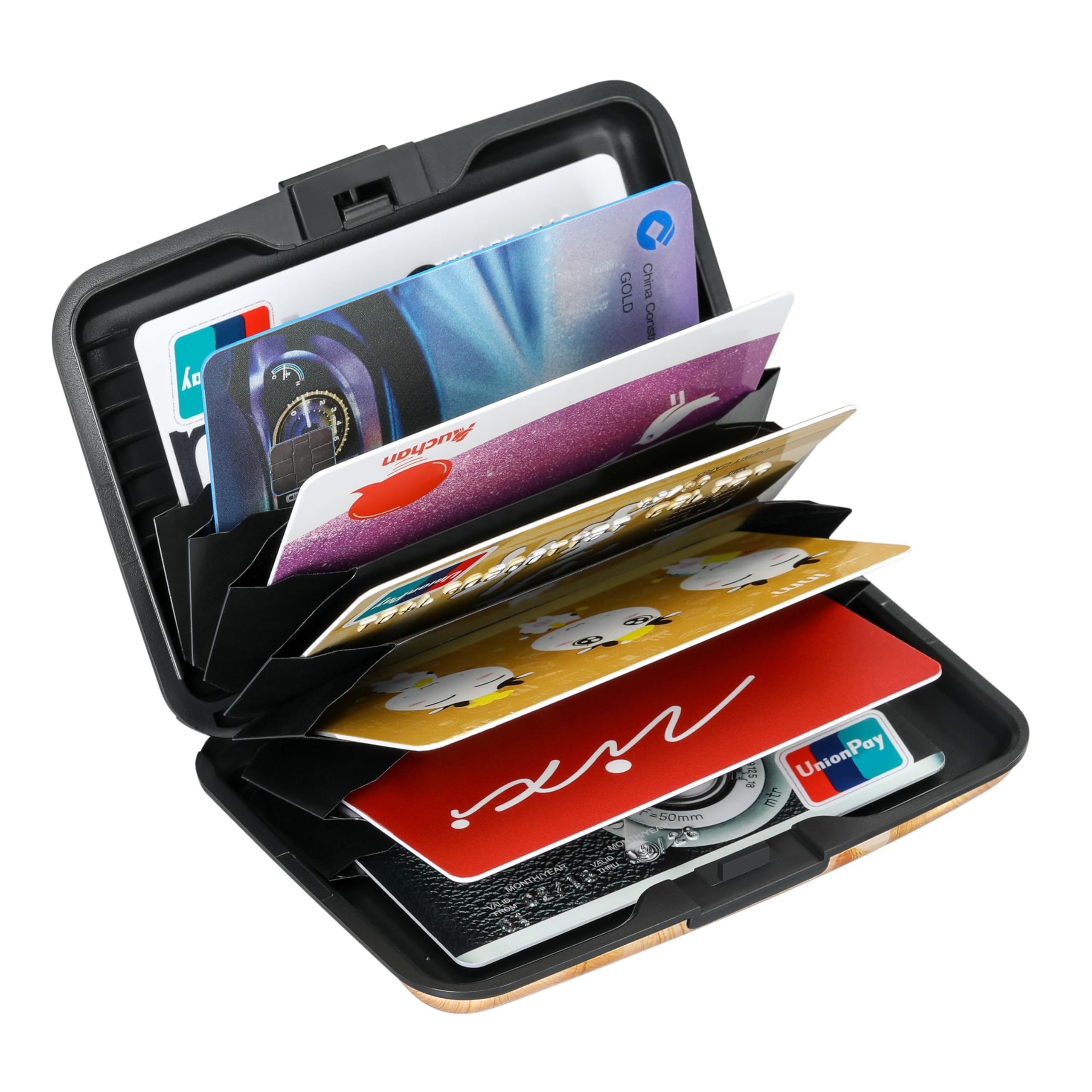 ELFISH Mini RFID Blocking Aluminum Wallet - Slim Credit Card Holder for Men & Women, Metal ID Case with Autumn Leaves Design - Perfect for Travel, Business & Everyday Use