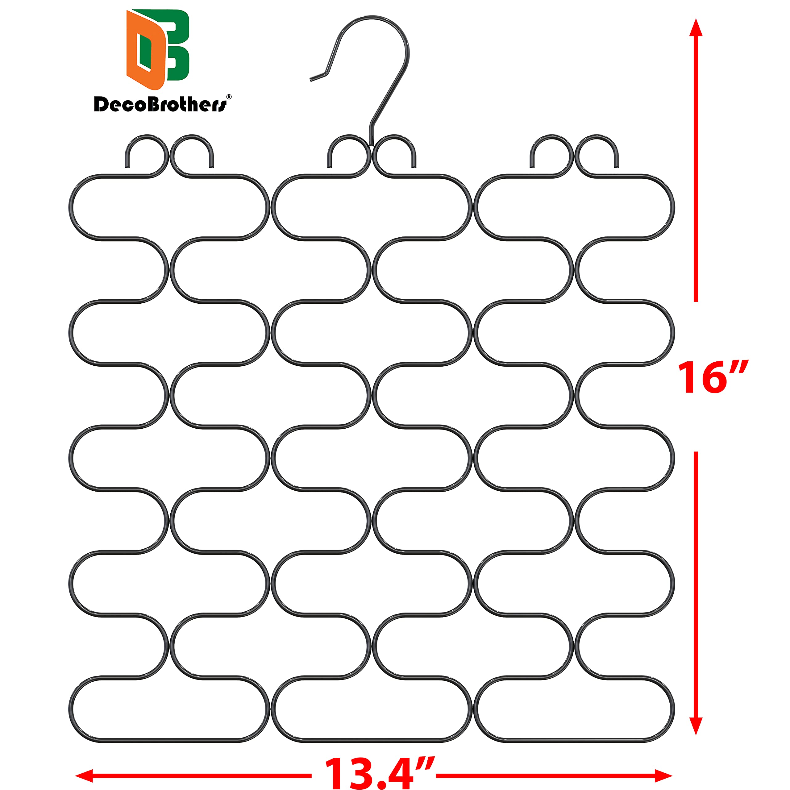 DecoBrothers 23-Loop Black Scarf Hanger for Closet - Space Saving Closet Organizer for Scarves, Ties & Accessories (Perfect for Bedroom, Walk-in Closet & Travel)