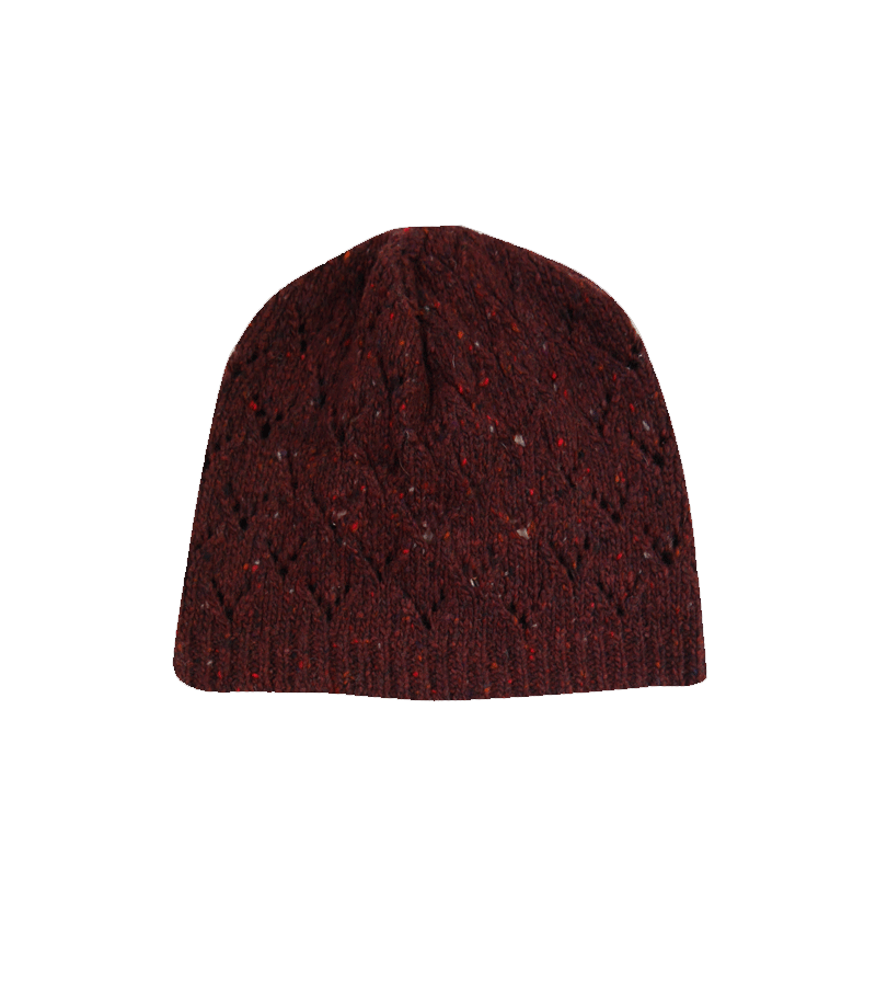 Stylish Burgundy Diamond Pattern Hat by La Petite Collection - Elegant Winter Accessory for Women's Fashion & Outdoor Activities