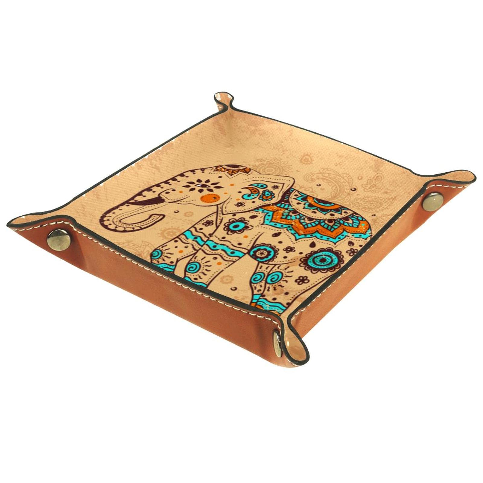 Premium Metal Dice Rolling Tray for DND, RPG & Tabletop Games - Double-Sided Folding PU Leather Dice Holder with Elephant Pattern - Protects Tables & Organizes Game Accessories - Perfect for Dungeons & Dragons, Pathfinder, MTG & Board Game Nights