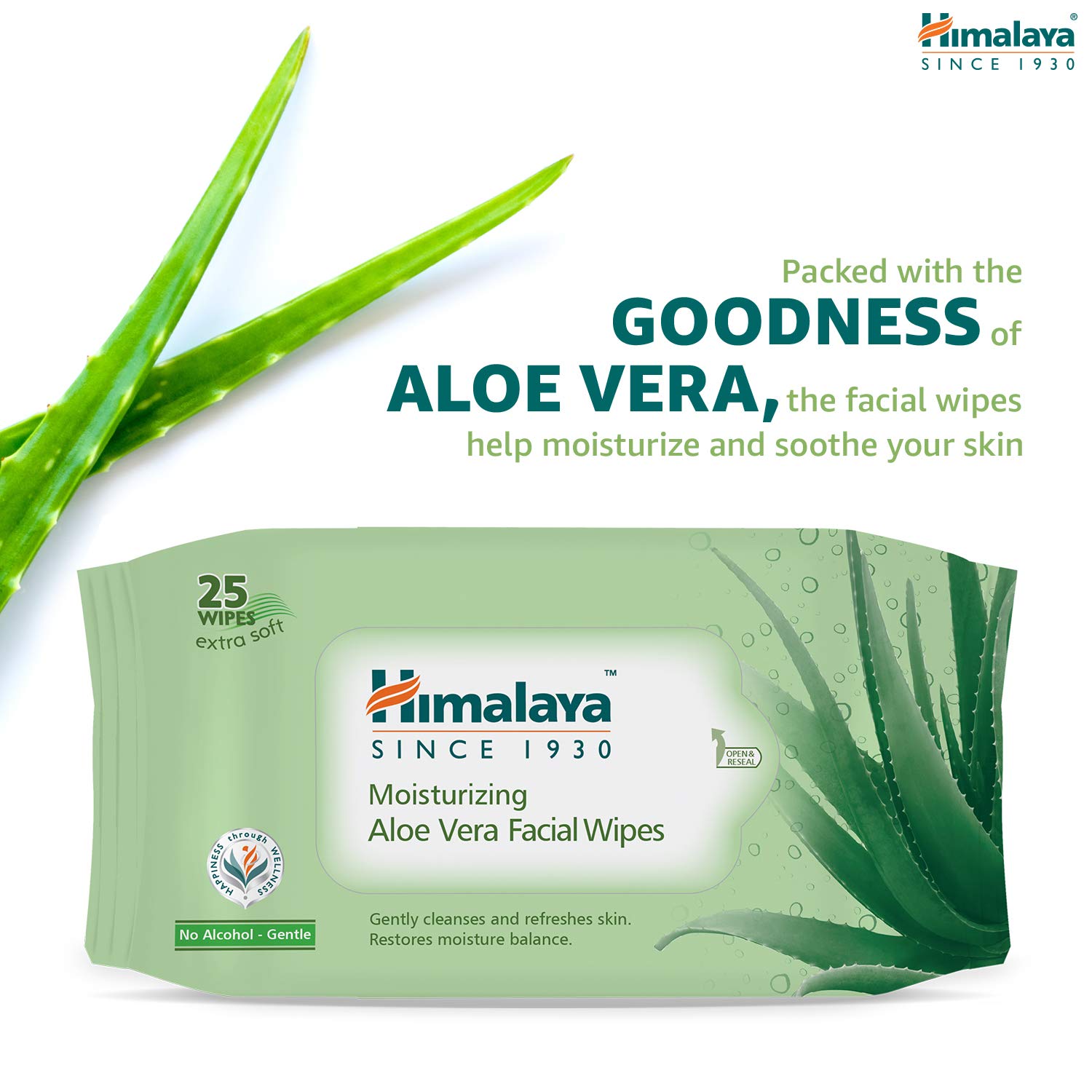 Himalaya Purifying Neem Facial Wipes for Acne & Oily Skin - 25 Count | Himalaya Moisturising Aloe Vera Facial Wipes for Dry & Sensitive Skin - 25 Count | Travel-Friendly & On-The-Go Skincare Solution