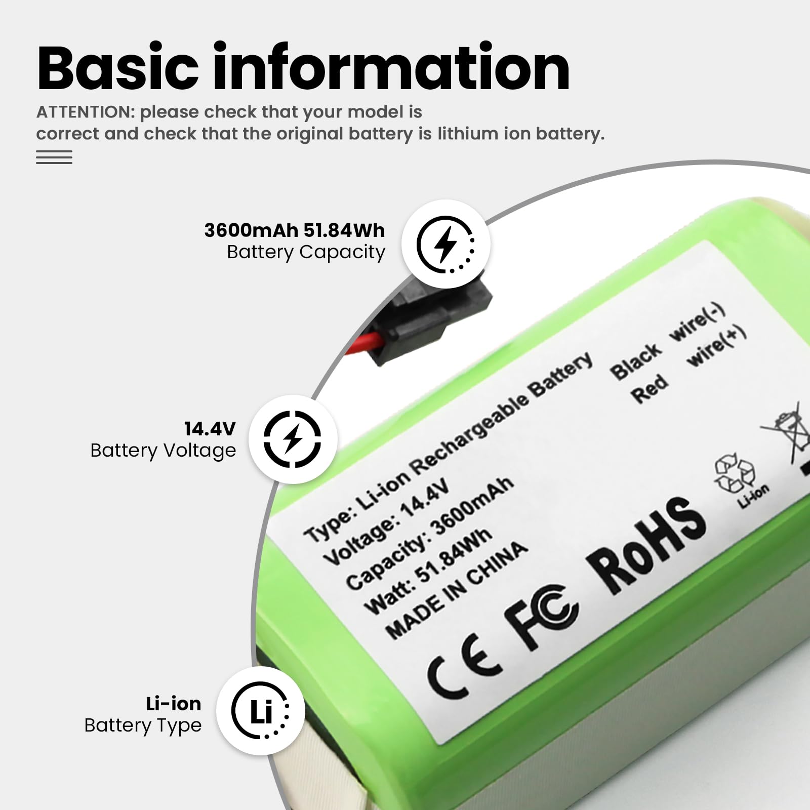 ANTIEE 3600mAh Replacement Battery for Qihoo 360 S5 S7 S7 Pro T90 X9 Robot Vacuum - Compatible with Home Cleaning Robots | Long-Lasting Power for Efficient Floor Cleaning