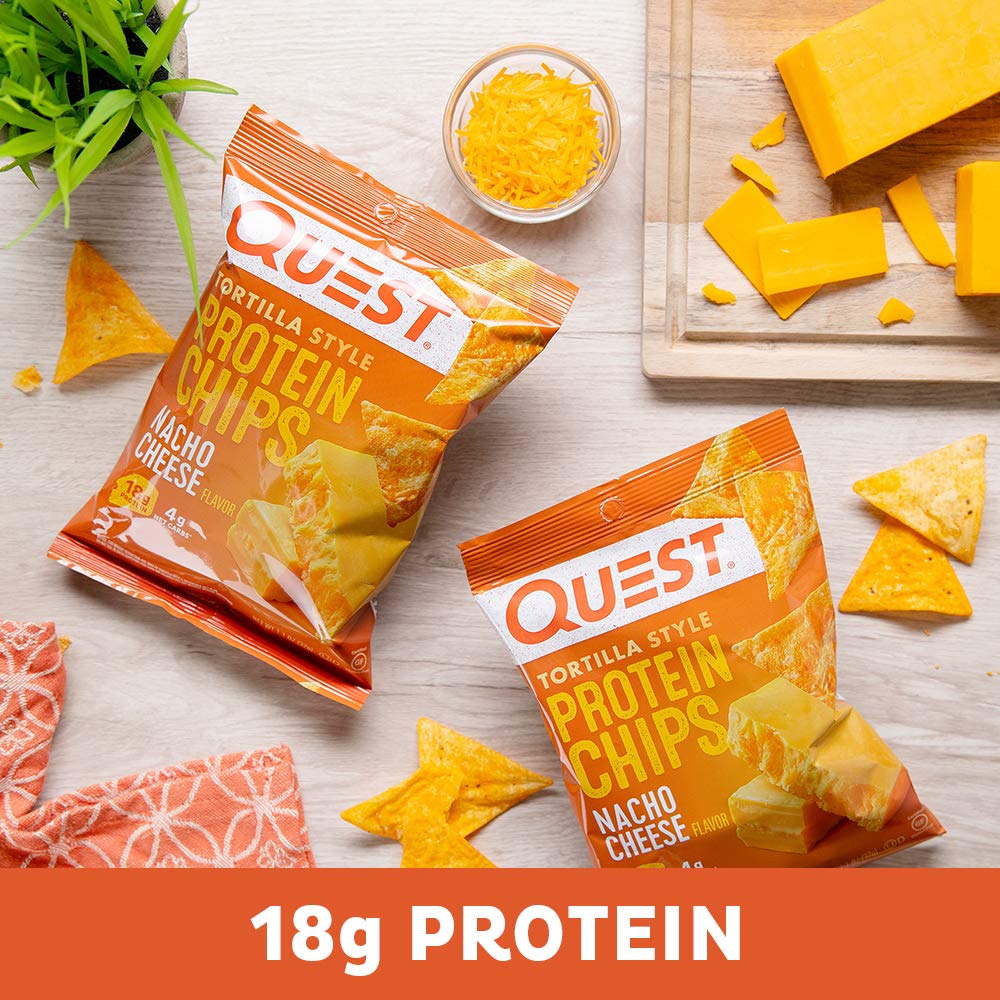 Quest Nutrition High Protein Low Carb BBQ & Nacho Cheese Protein Chips - 1.1oz (Pack of 12) - Keto Friendly Snacks for Weight Loss, Gym Recovery & Healthy On-The-Go Lifestyle