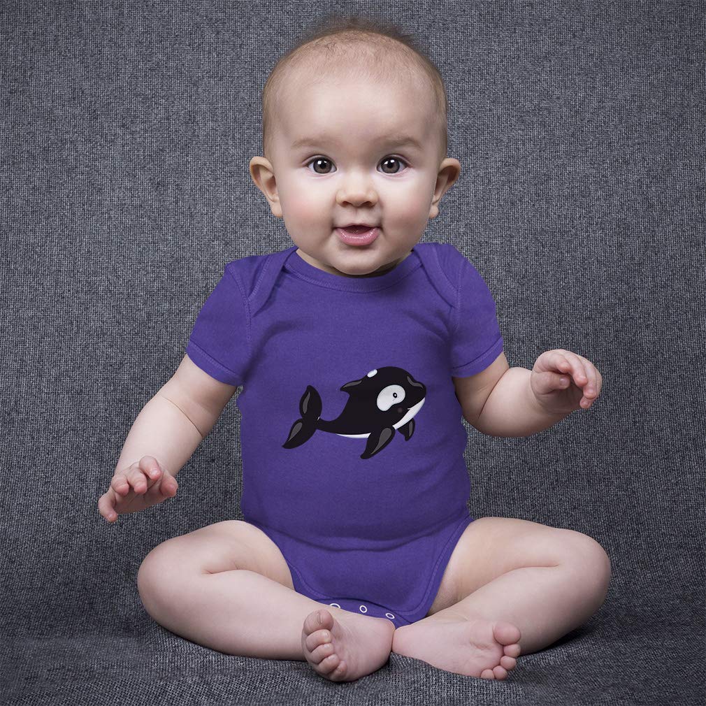 Custom Personalized Baby Bodysuit - Killer Whale Print Cotton Striped Onesie for Boys & Girls | Soft Newborn Outfit for Photos, Gifts & Everyday Wear
