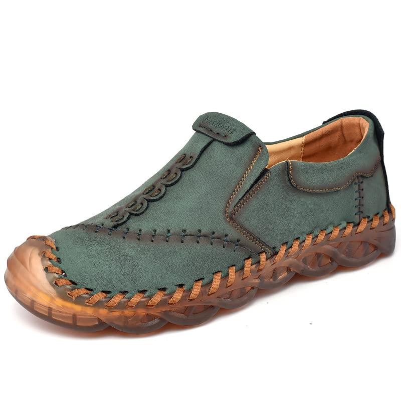 FXDN Men's Microfiber Leather Casual Slip-On Loafers - Soft Sole Handmade Moccasin Shoes for Outdoor Walking, Non-Slip Rubber Soles - Perfect for Travel, Office & Daily Comfort Wear