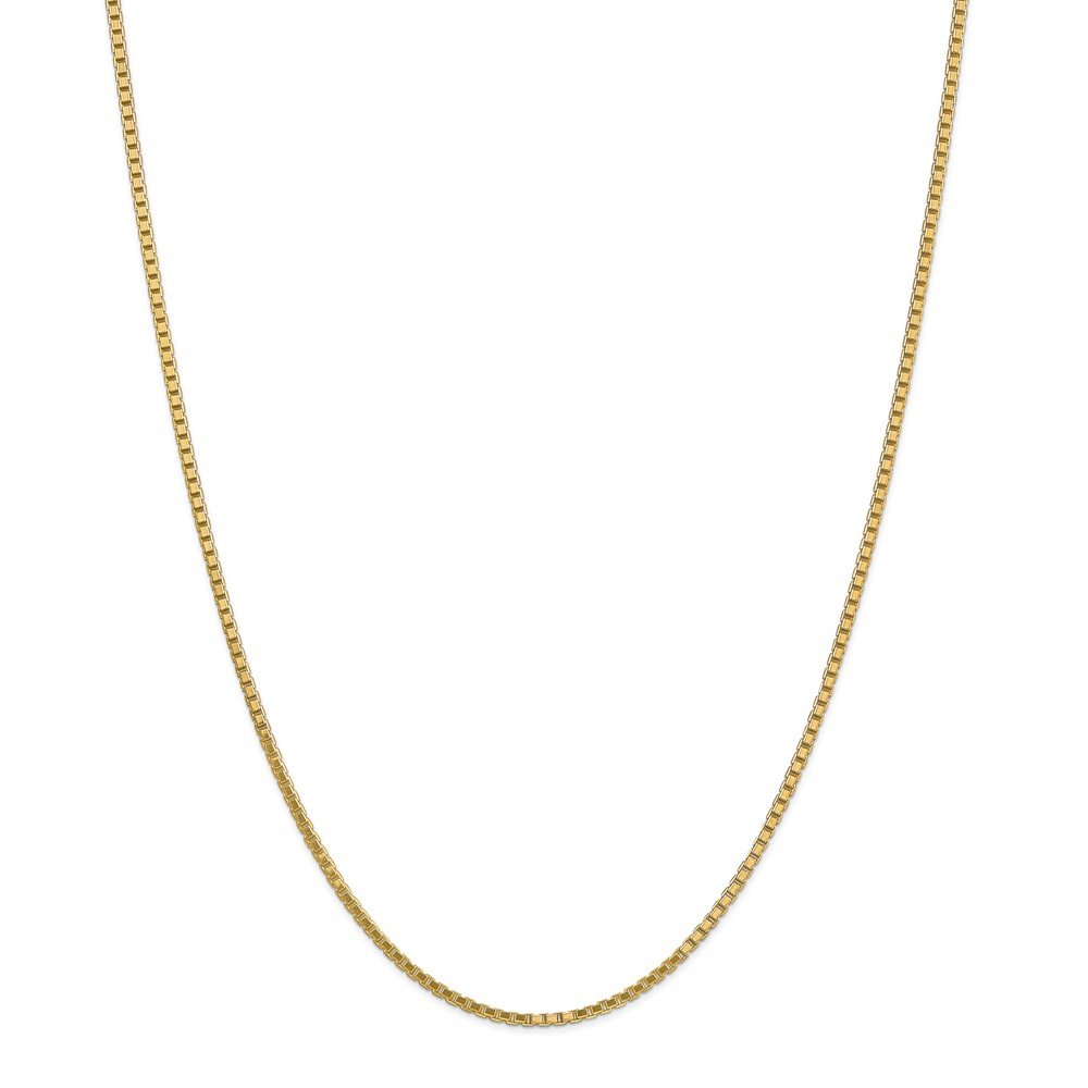 14K Solid Yellow Gold 1.9mm Box Chain Necklace with Lobster Clasp - Dainty Minimalist Jewelry for Women, Perfect for Layering, Everyday Wear & Gift Giving
