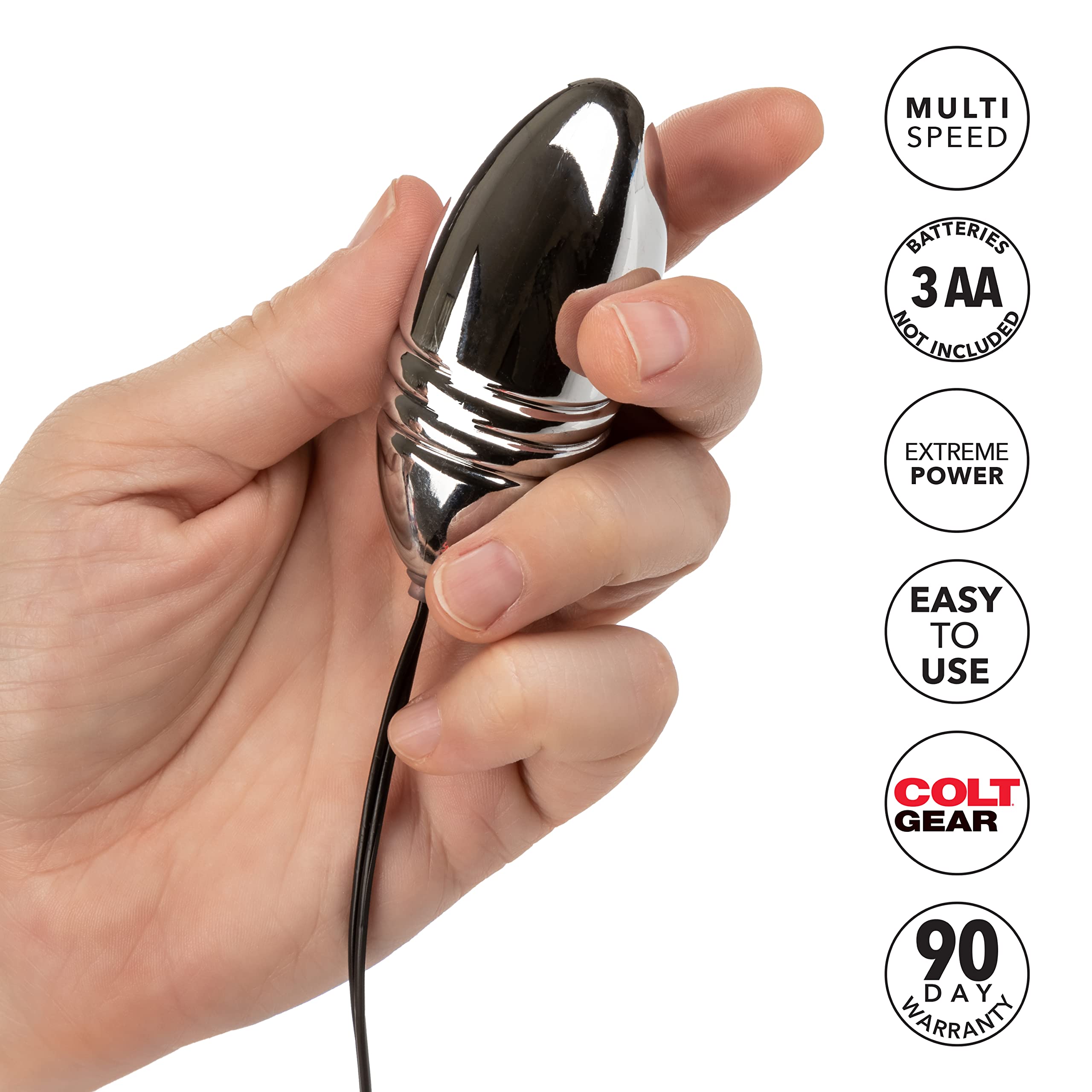 CalExotics Colt Turbo Bullet Vibrator - Waterproof Silicone Adult Vibrator for Men & Couples - Prostate Massager & P-Spot Stimulator - Powerful Wired Egg Vibrator - Perfect for Solo Play & Couples Intimacy - Black