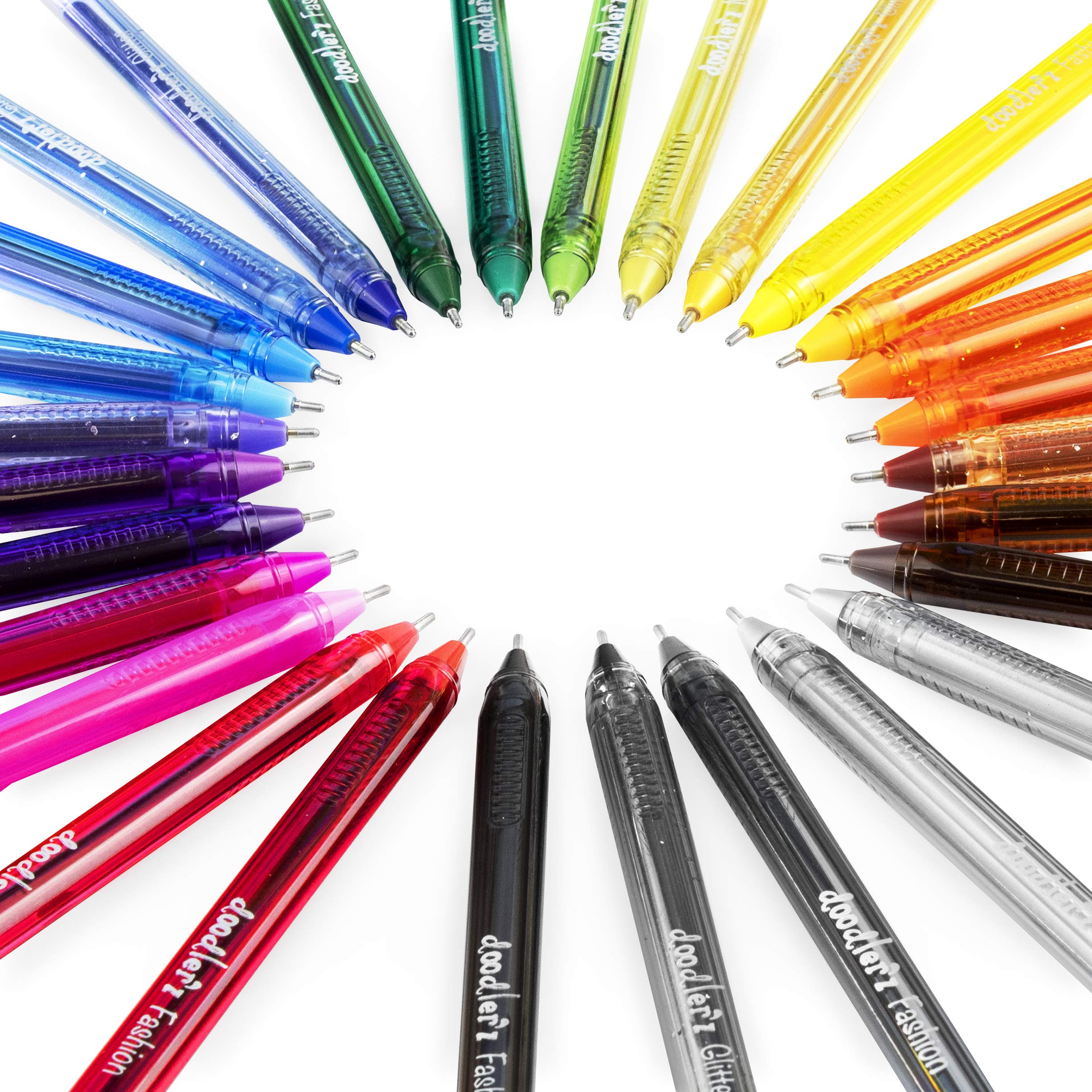 Zebra Doodler'z Gel Stick Pens - 1.0mm Fine Point - 60 Pack with Fashion, Glitter, Neon & Pastel Colors - Perfect for Bullet Journaling, Note Taking, Scrapbooking & Gift Giving