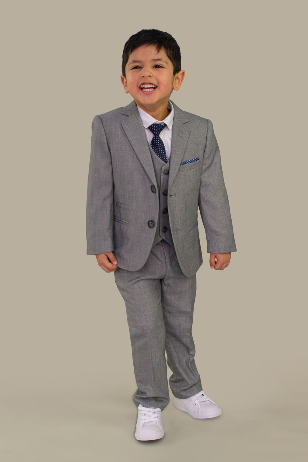 Cavani Reegan Boys 3-Piece Grey Slim Fit Suit Set - Formal Wear for Weddings, School Events & Special Occasions