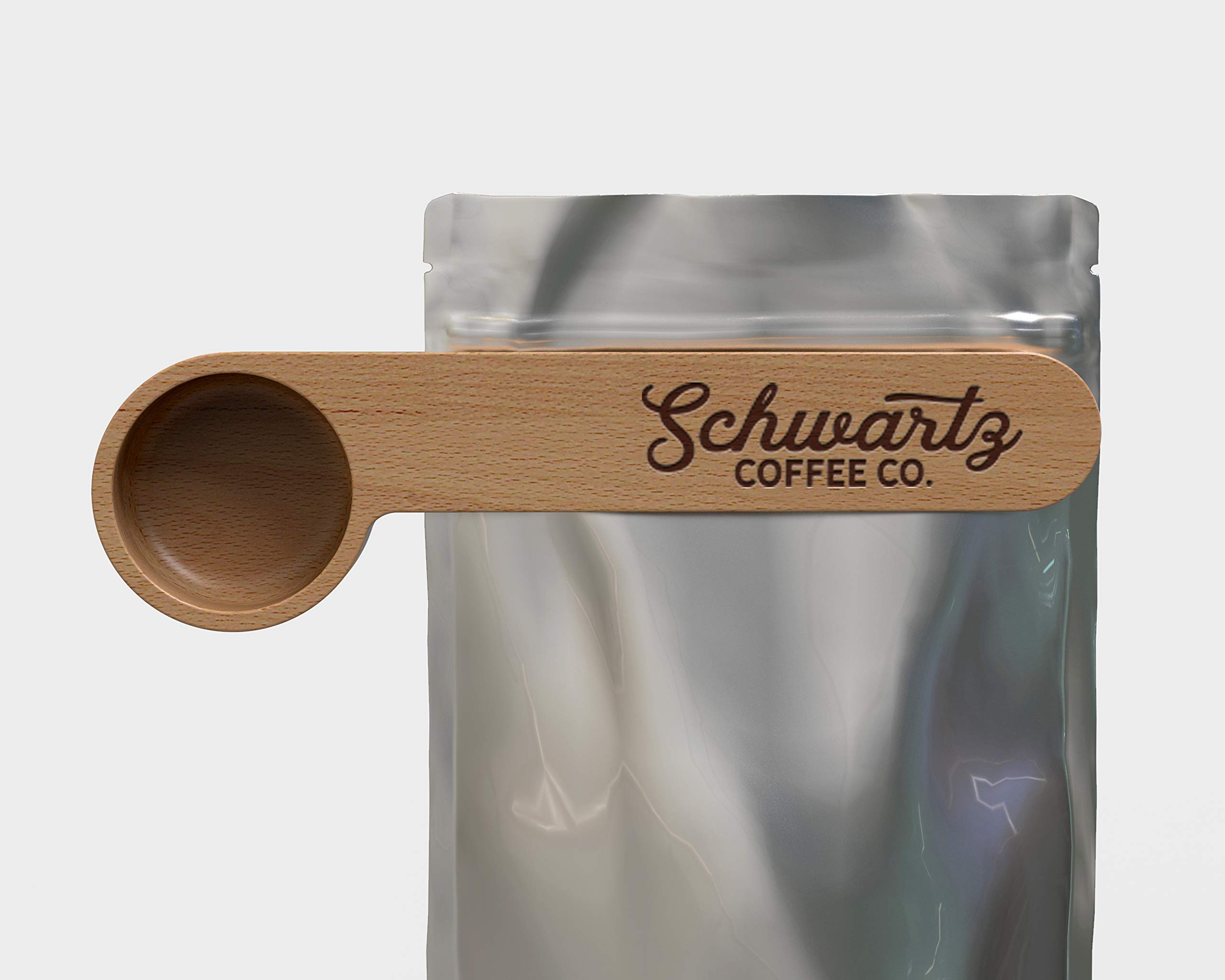 Personalized Wooden Coffee Scoop - Custom Engraved Coffee Measuring Spoon & Bag Clip - Perfect Kitchen Tool for Coffee Lovers - Ideal Gift for Home Baristas & Coffee Enthusiasts - Use for Brewing, Measuring, and Storing Coffee Beans