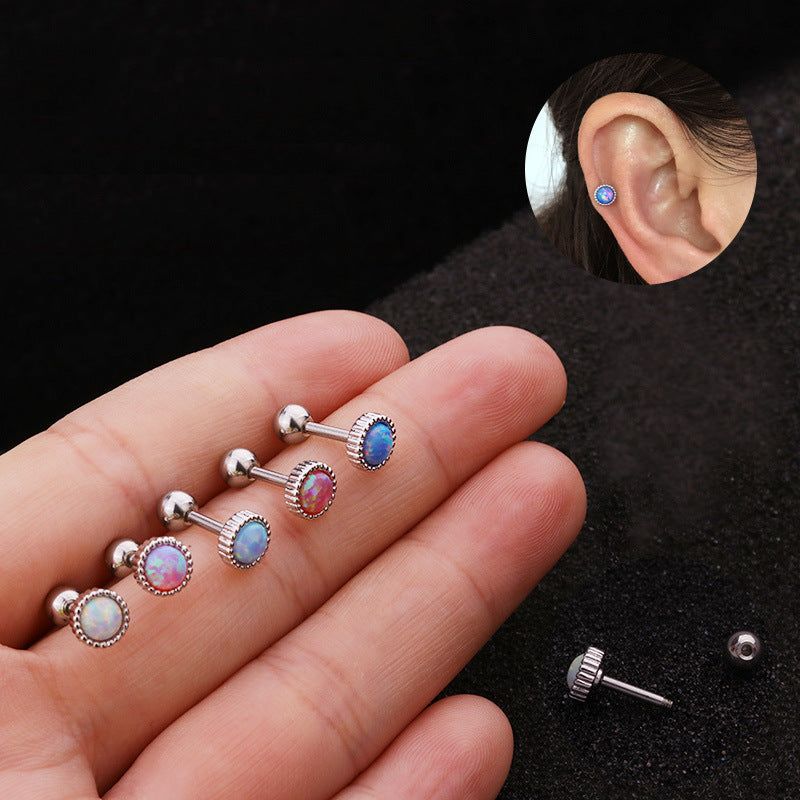 16G Cartilage Tiny Stud Earrings - Opal Stud Earrings for Women | HSPJ1911 | Perfect for Everyday Wear, Piercing Jewelry Gift