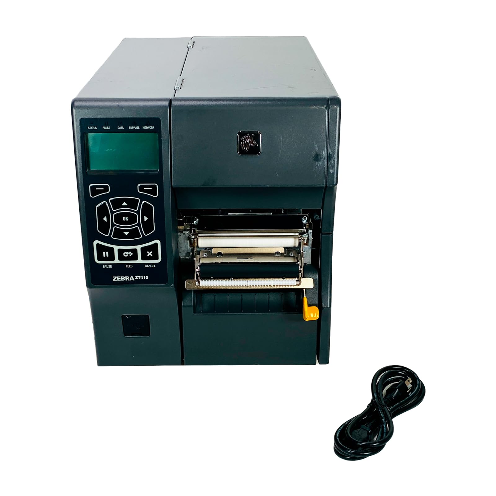 Zebra ZT410 Industrial Direct Thermal Label Printer with Peel & Rewind - LAN, USB, Serial (ZT41042-D310052Z) | Bundle Includes Power Cable | Ideal for Warehouse, Shipping & Logistics Labeling