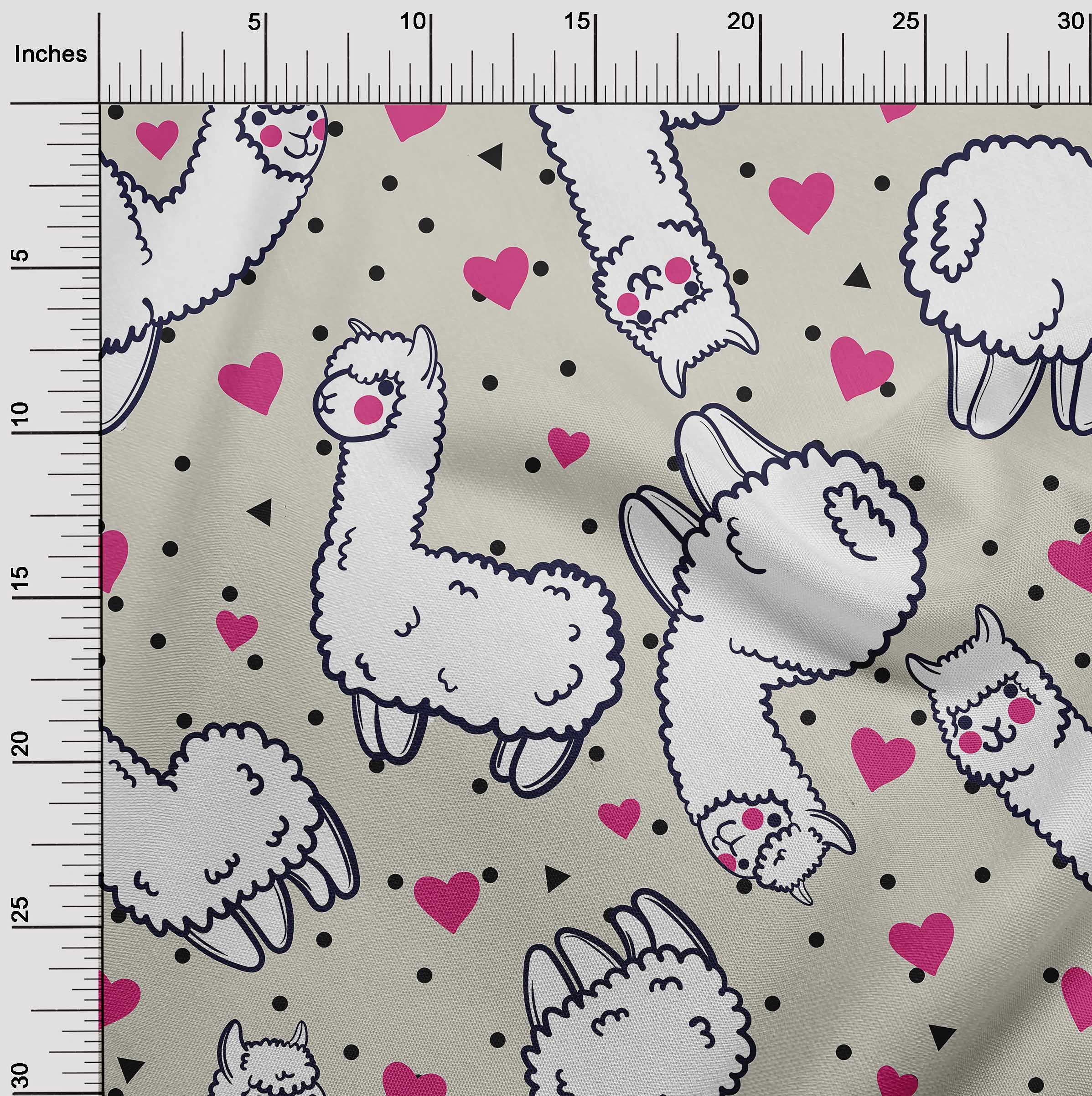 oneOone Velvet Beige Fabric for Sheep Nursery Decor & Craft Projects - 58 Inch Wide Printed Fabric by The Yard | Perfect for DIY Home Decor, Baby Room Design, and Sewing Projects