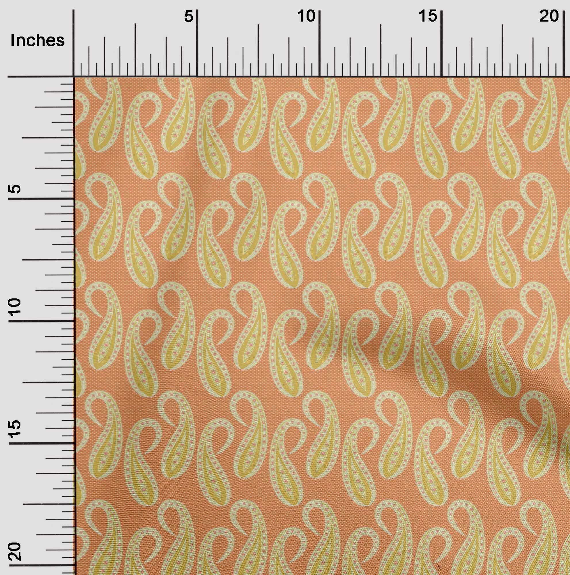 oneOone Polyester Spandex Dark Peach Fabric - 56 Inch Wide Asian Traditional Printed Craft Fabric for Sewing | Perfect for DIY Hanfu, Kimono, Qipao & Home Decor Projects
