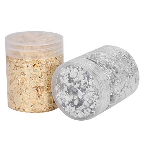 Premium Gold Foil Flakes for Nails - 2 Bottles (5g Each) | DIY Nail Art, Resin Jewelry & Glitter Decoration | Perfect for Manicures, Gel Polish, and Craft Projects