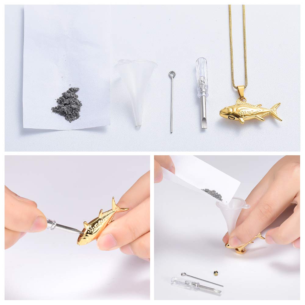IMRSANL Cremation Jewelry - Memorial Ashes Necklace for Men & Women - Shark Fish Urn Pendant for Human & Pet Ashes - Keepsake Jewelry for Loved Ones - Perfect for Memorial Services & Everyday Remembrance