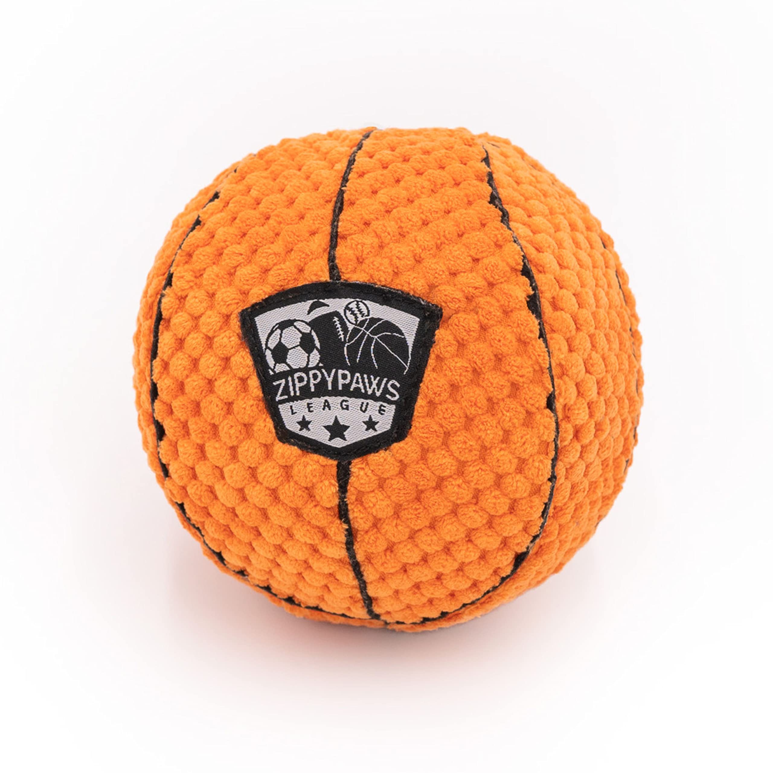 ZippyPaws Plush Basketball Dog Toy - Soft Squeaky Balls for Small Medium Large Dogs | Indoor Outdoor Puppy Fetch Play Toy | Perfect for Training, Exercise & Bonding with Your Pet