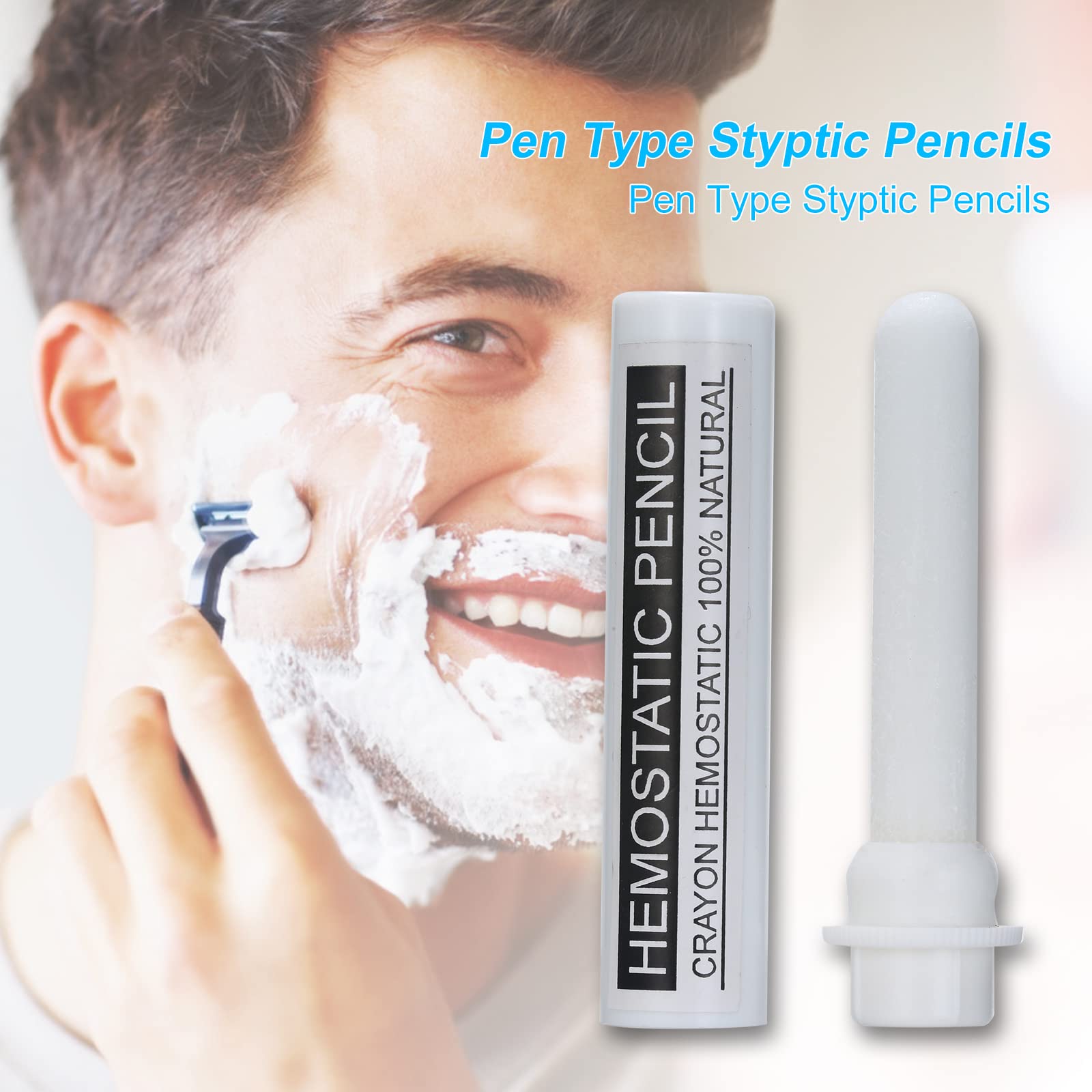 Leepesx Styptic Pencil for Men - Fast-Acting Blood Clotting Stick to Stop Bleeding from Shaving Cuts & Nicks | Anti-Infection Shaving Tool | Perfect for Travel, Home Grooming & First Aid Kits