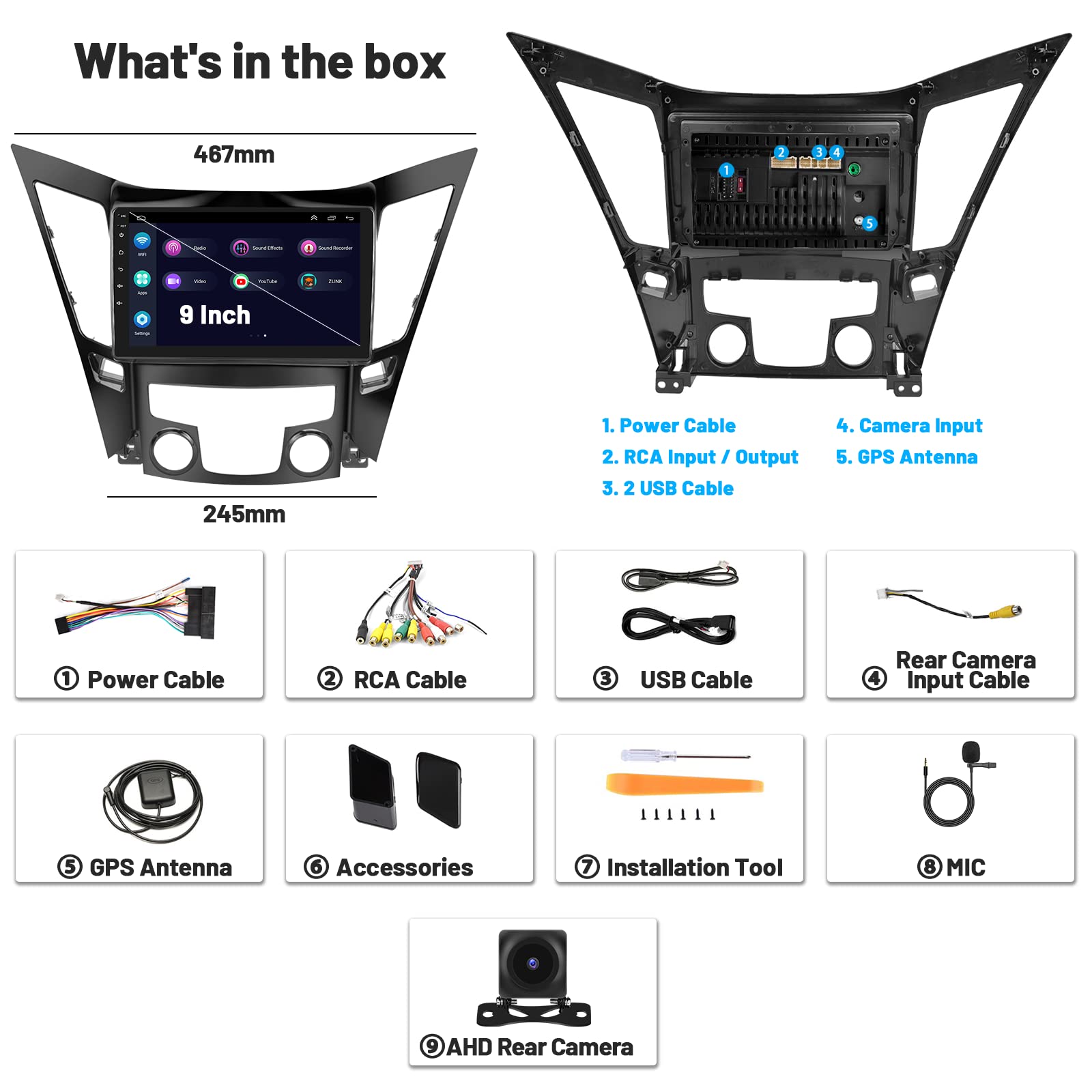 2+64GB Android 13 Car Stereo for Hyundai Sonata 2010-2015 | 9
