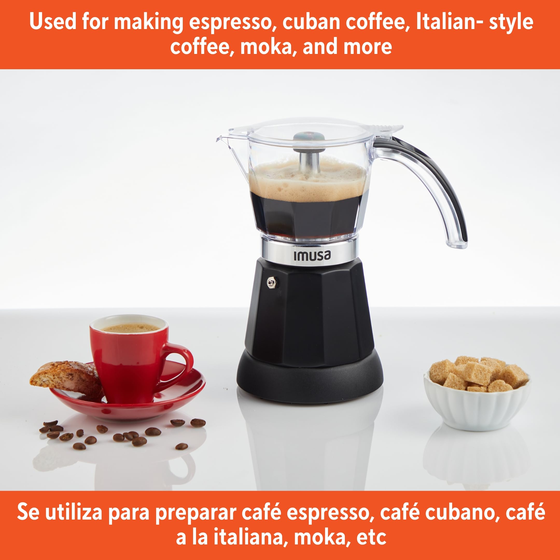 IMUSA 6-Cup & 3-Cup Electric Espresso Coffee Maker Machine - Compact Black Coffee Brewer for Home, Office & Dorm Use