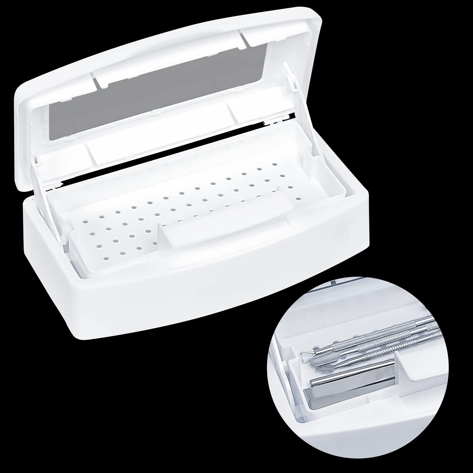 Ranrose Nail Art Cleaning Box - Plastic Storage Organizer for Tweezers & Manicure Tools, White Nail Tip Tray for Salon & Home Use - Perfect for Nail Technicians & DIY Enthusiasts