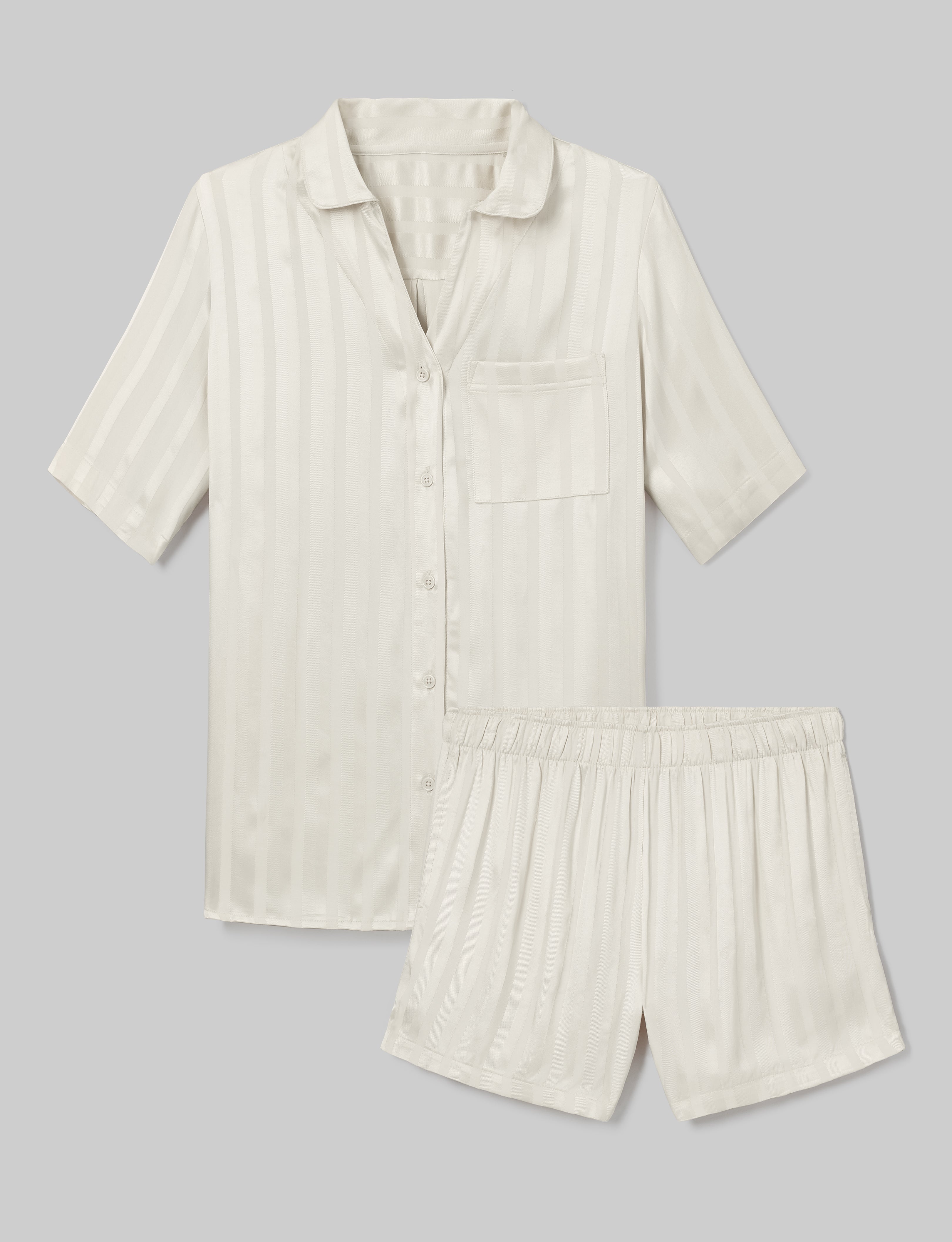 Luxury Women's Satin Jacquard Pajama Set - Soft Sleepwear Top & Shorts for Comfortable Nights | Perfect for Lounging, Sleepovers & Relaxing at Home
