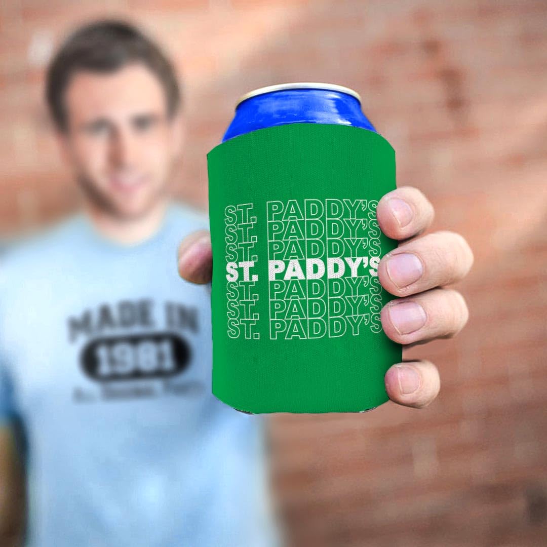 St. Patrick's Day Party Supplies - 48-Pack Drink Can Coolers with Word Art for St. Paddy's Celebrations | Perfect for Irish Themed Parties, Bar Decorations & Festive Gatherings