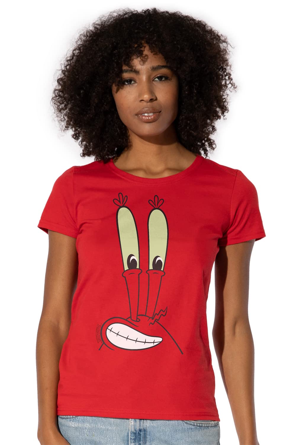 Popfunk Classic SpongeBob Mr. Krabs Smile Face Women's Graphic T-Shirt | Funny Cartoon Tee for Fans | Casual Wear, Cosplay & Gift Idea