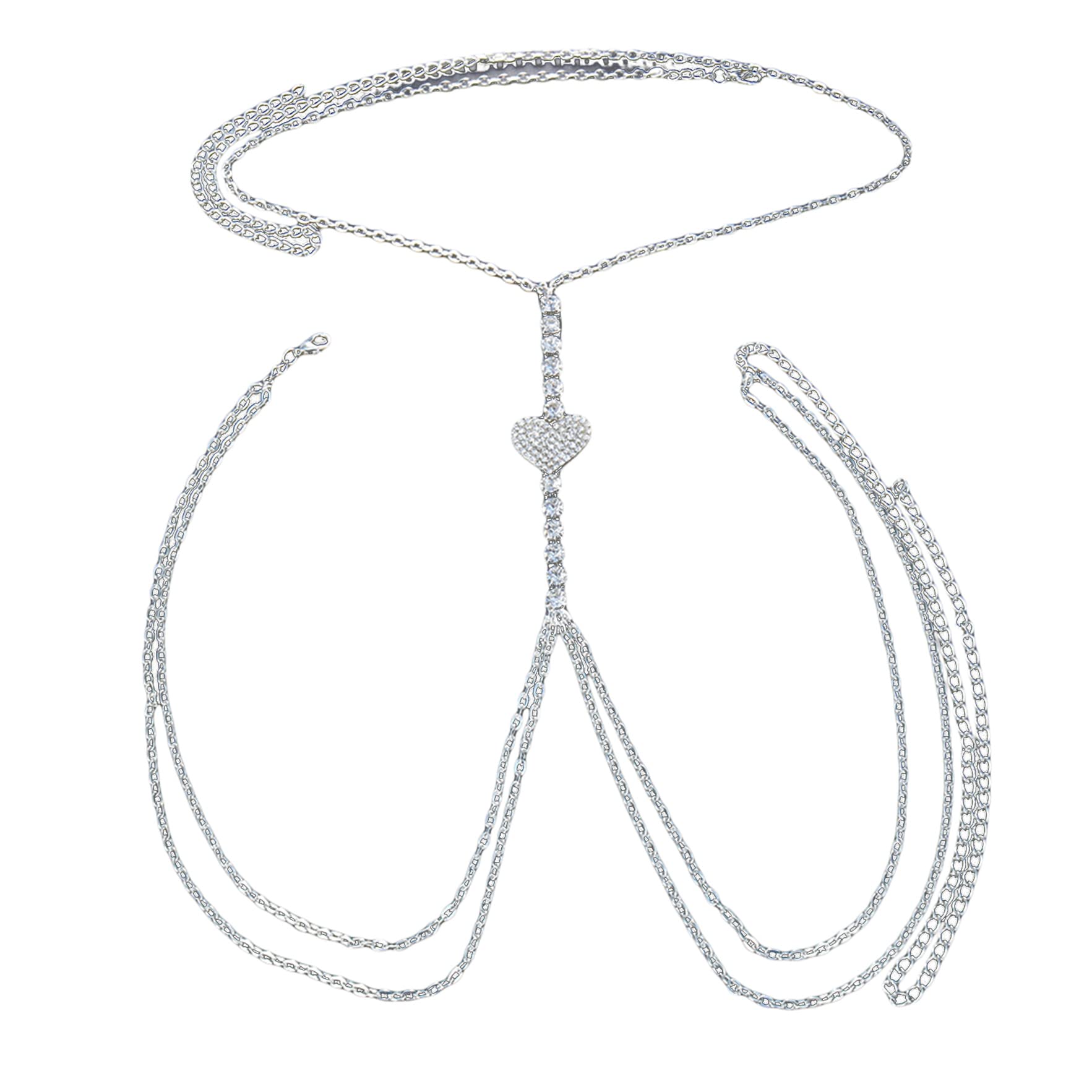 Sparkly Crystal Body Chain - Silver Rhinestone Bling Bra Chain for Women | Sexy Bikini & Nightclub Accessories | Perfect for Beach Parties, Music Festivals & Bachelorette Celebrations