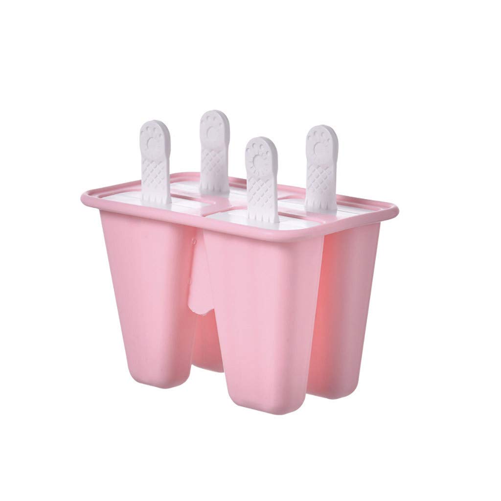 Best Popsicle Molds Set of 4 - Reusable DIY Ice Pop Maker, Durable BPA-Free Ice Cream Mold with Easy Release - Dishwasher Safe for Kids & Adults - Perfect for Summer Treats, Parties & Healthy Snacks (Pink)