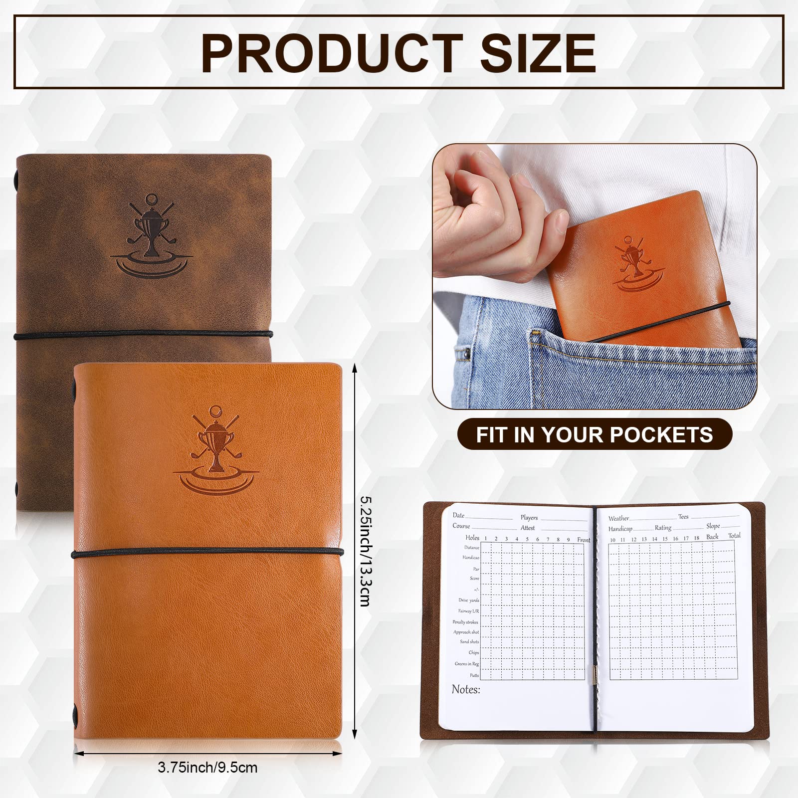 Premium Leather Golf Scorecard Book & Yardage Notebook - Golf Journal Notepad for Men & Women - Perfect Christmas Golf Gifts for Golfers - Ideal for Golf Course, Practice Sessions & Tournament Tracking