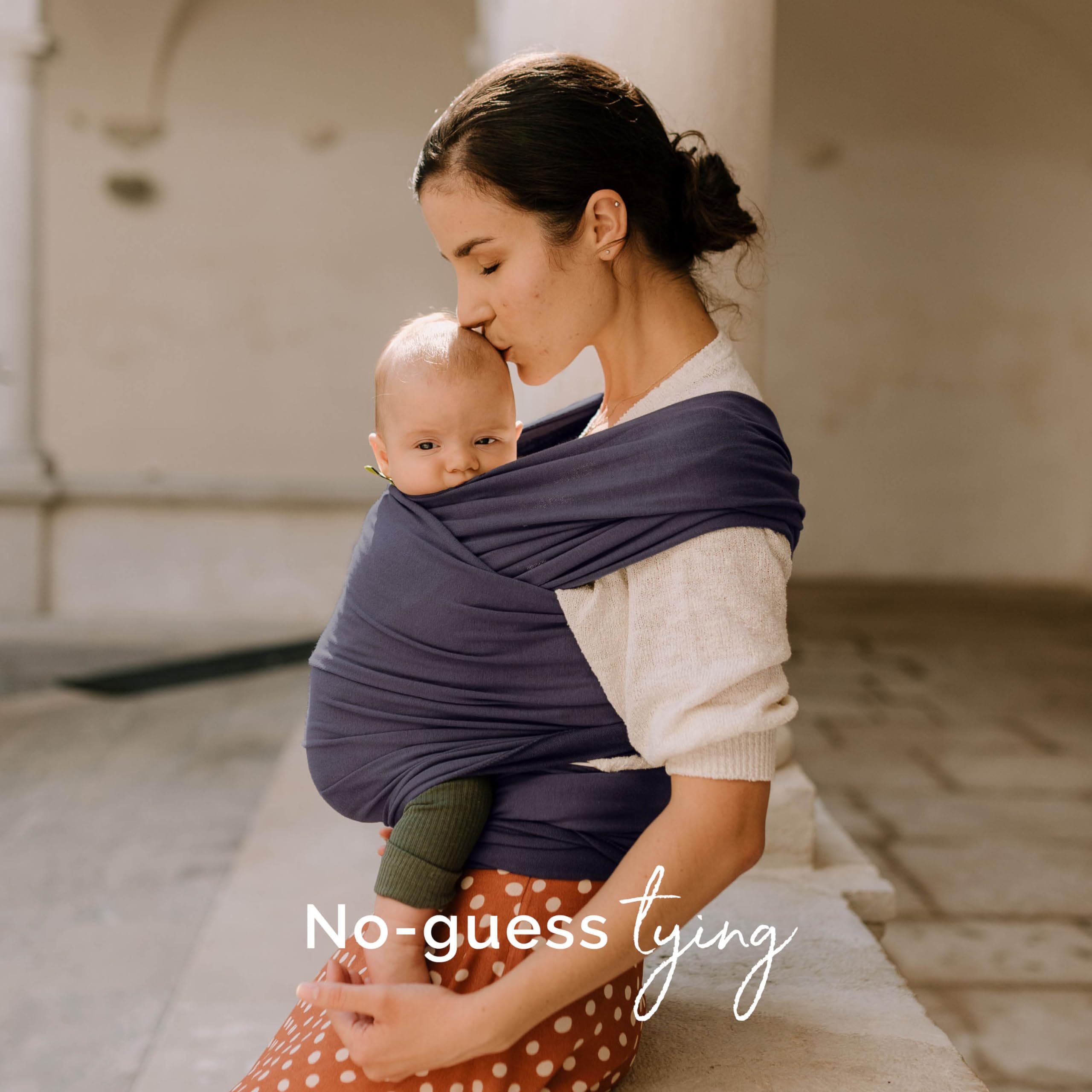 Organic Baby Wrap Carrier - Soft & Breathable Baby Sling for Newborn to Toddler (0-24 Months) - Hands-Free Infant Holder for Nursing, Shopping & Outdoor Activities - Dark Grey