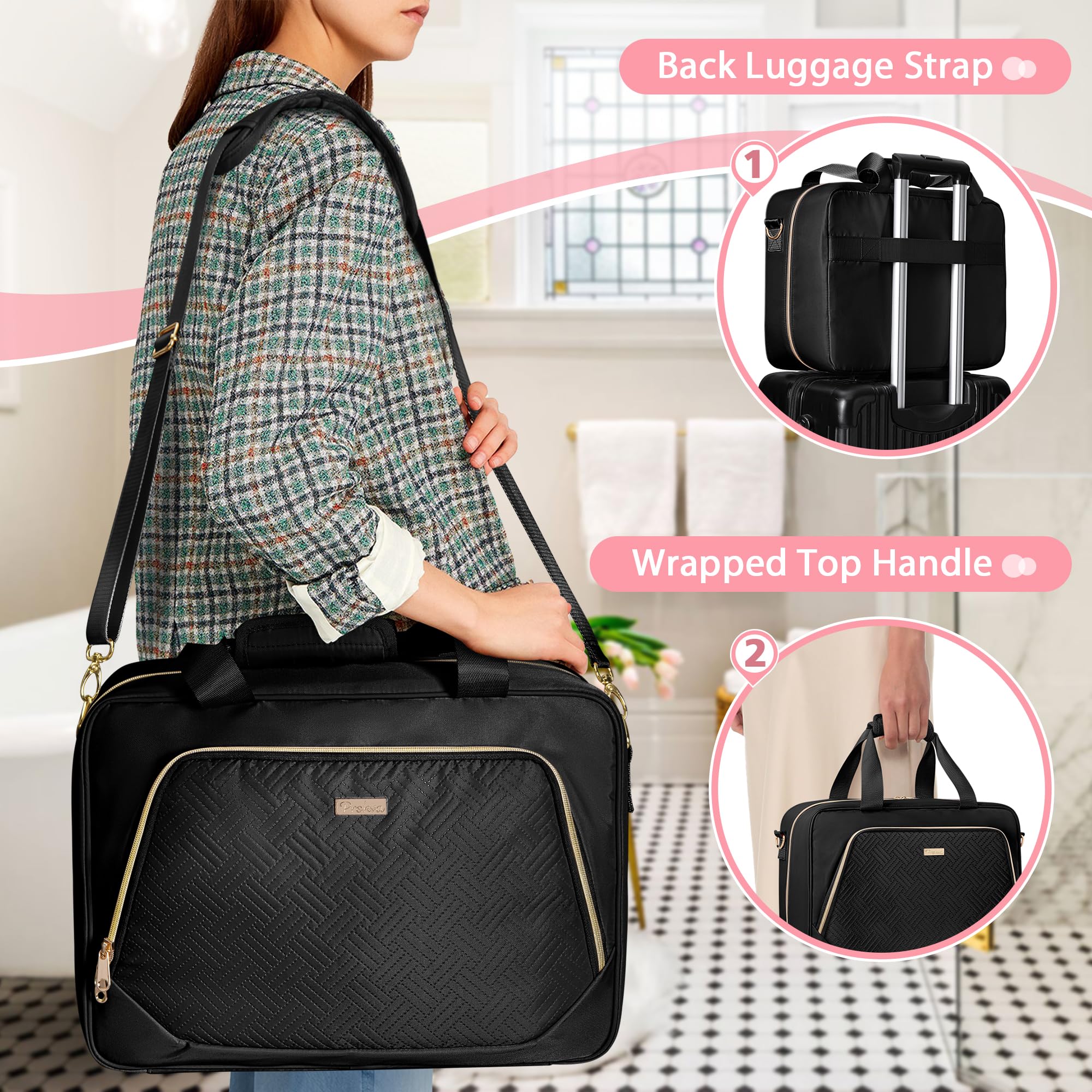 Large Travel Makeup Organizer Bag for Women with 4 Cases & Pockets - Perfect for Vacation & Business Trips