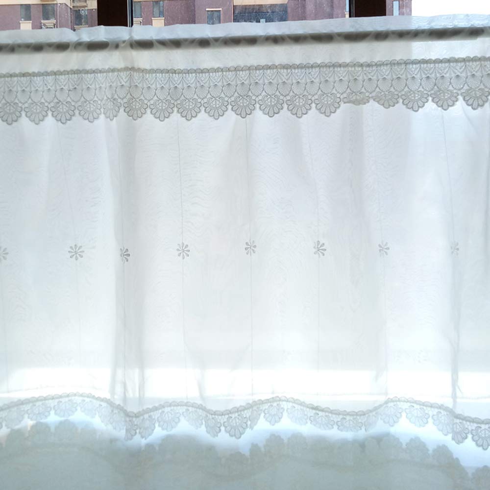 LKP White Semi-Sheer Cafe Curtains for Kitchen & Bathroom Windows, Modern Style Half Curtain Valance, 1 Piece, Perfect for Home Decor and Privacy