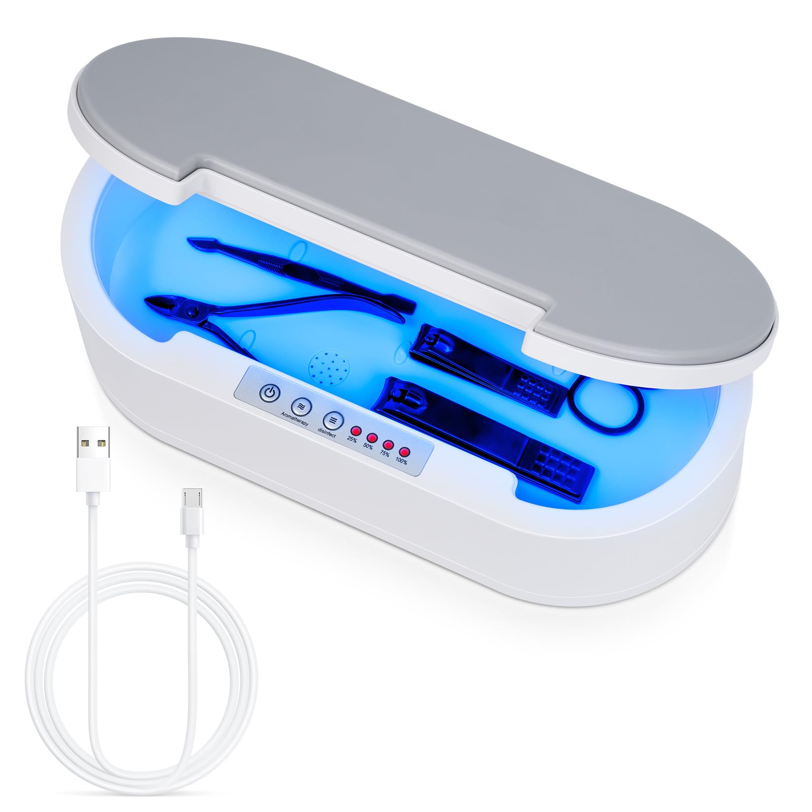 LXIANGN UV Sterilizer Box - Multi-Function Blue Light Sanitizer for Jewelry, Glasses, Phone, Nail Tools & Makeup Brushes | Portable Disinfecting Case for Travel, Home & Salon Use