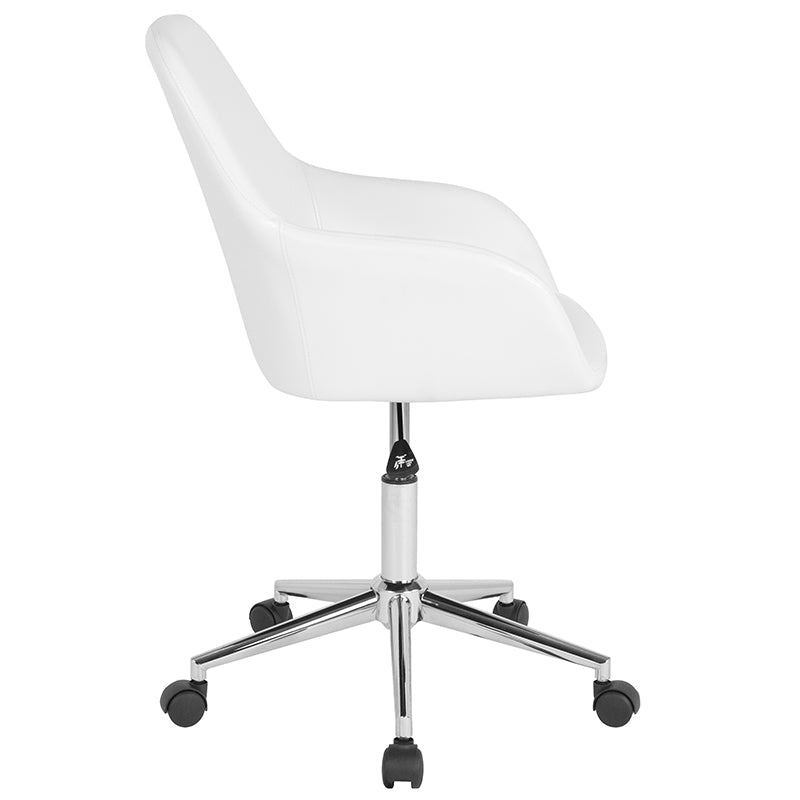Premium Black Leather FLASH Cortana Mid Back Chair - Ergonomic Home & Office Desk Chair for Comfortable Working, Studying, and Gaming