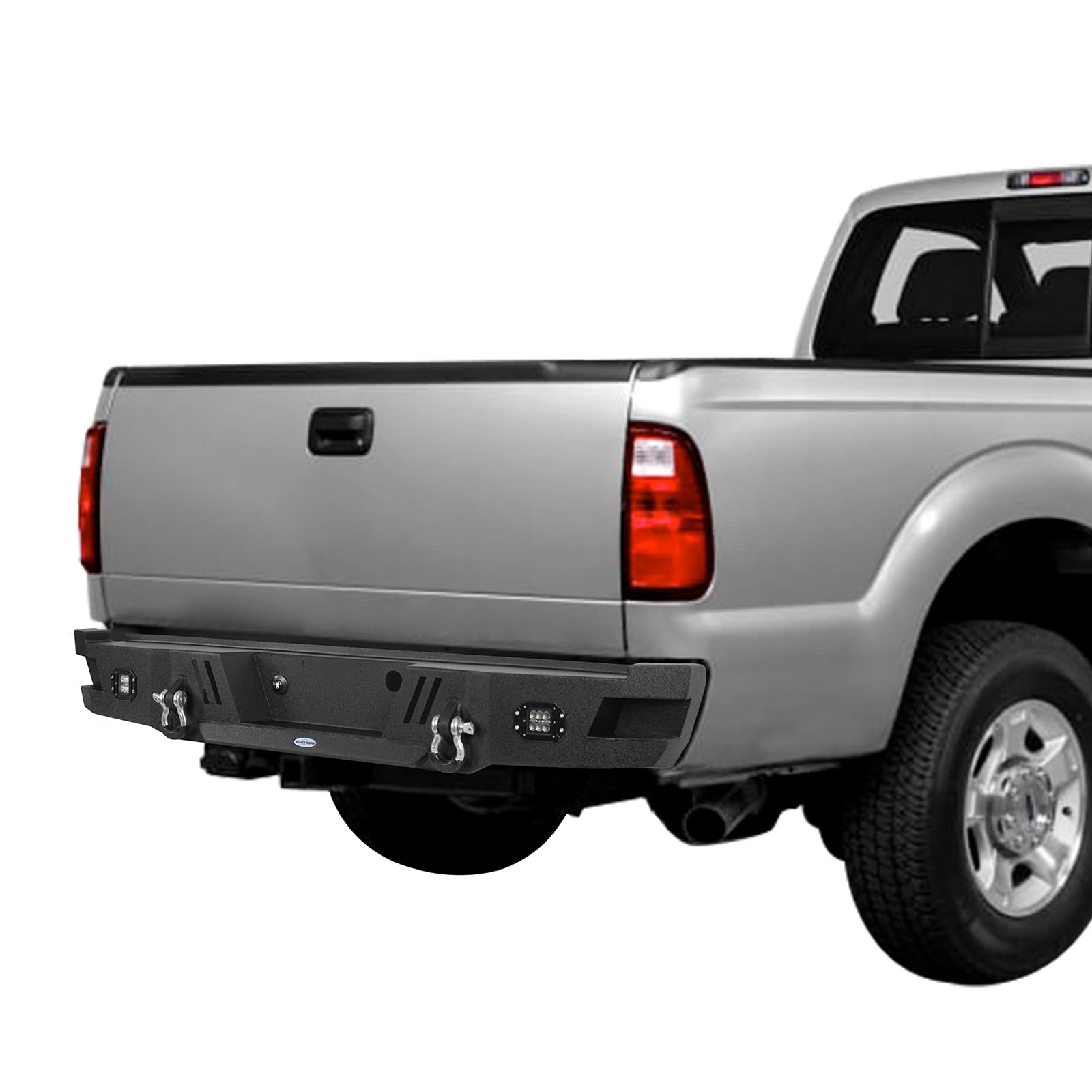 Hooke Road Heavy Duty Rear Bumper with 2×18W LED Lights & D-Rings for 2011-2016 Ford F-250/F-350 Pickup Trucks | Solid Steel Construction | Off-Road Protection & Towing Accessory