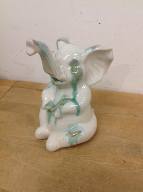 9 White Ceramic Elephant Statues - Handmade Home Decor for Living Room, Office & Garden - Feng Shui & Good Luck Gift Idea