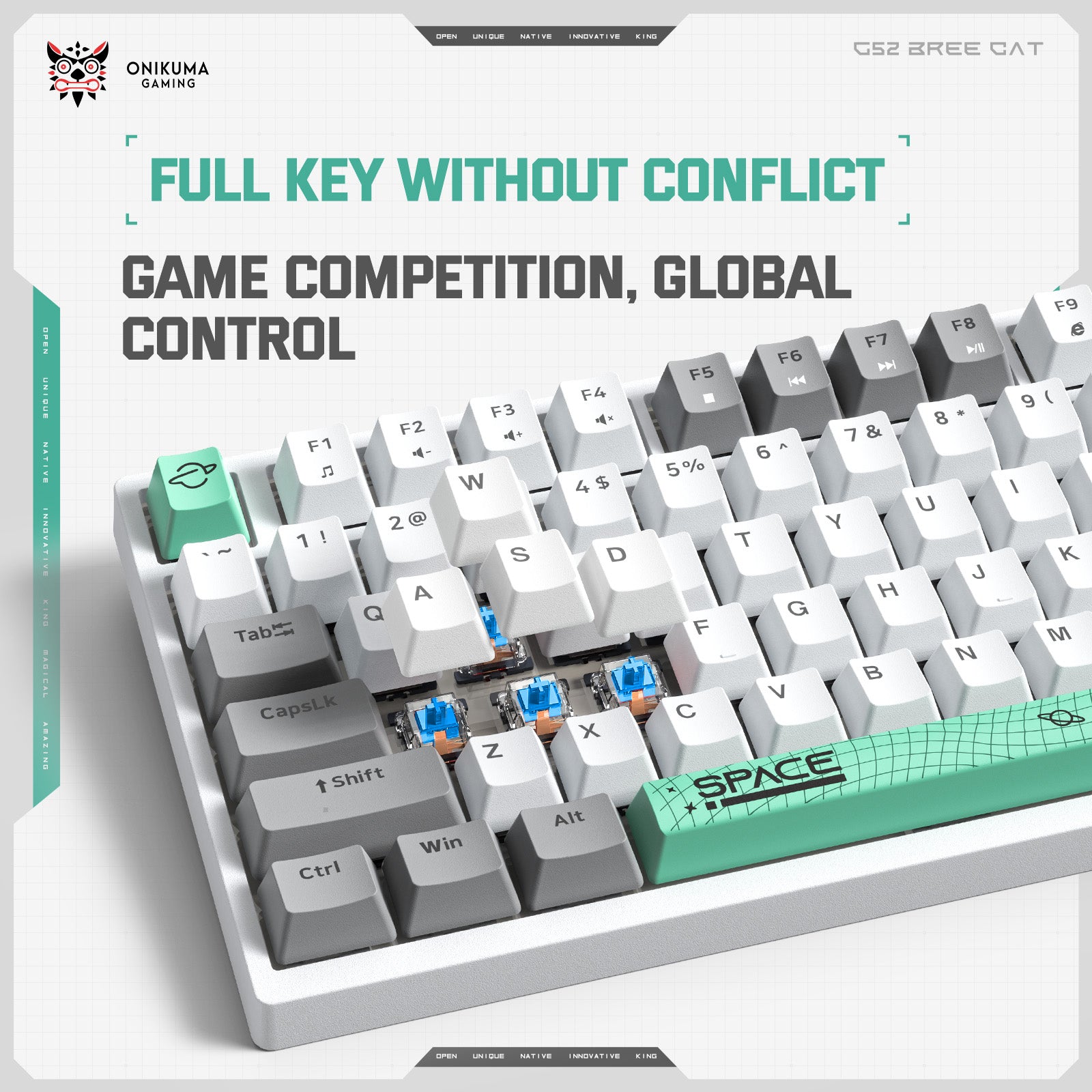 ONIKUMA G38 RGB Wired Mechanical Gaming Keyboard - 98 Keys with Customizable Backlight for PC & Laptop - Perfect for Esports, Typing & Office Work