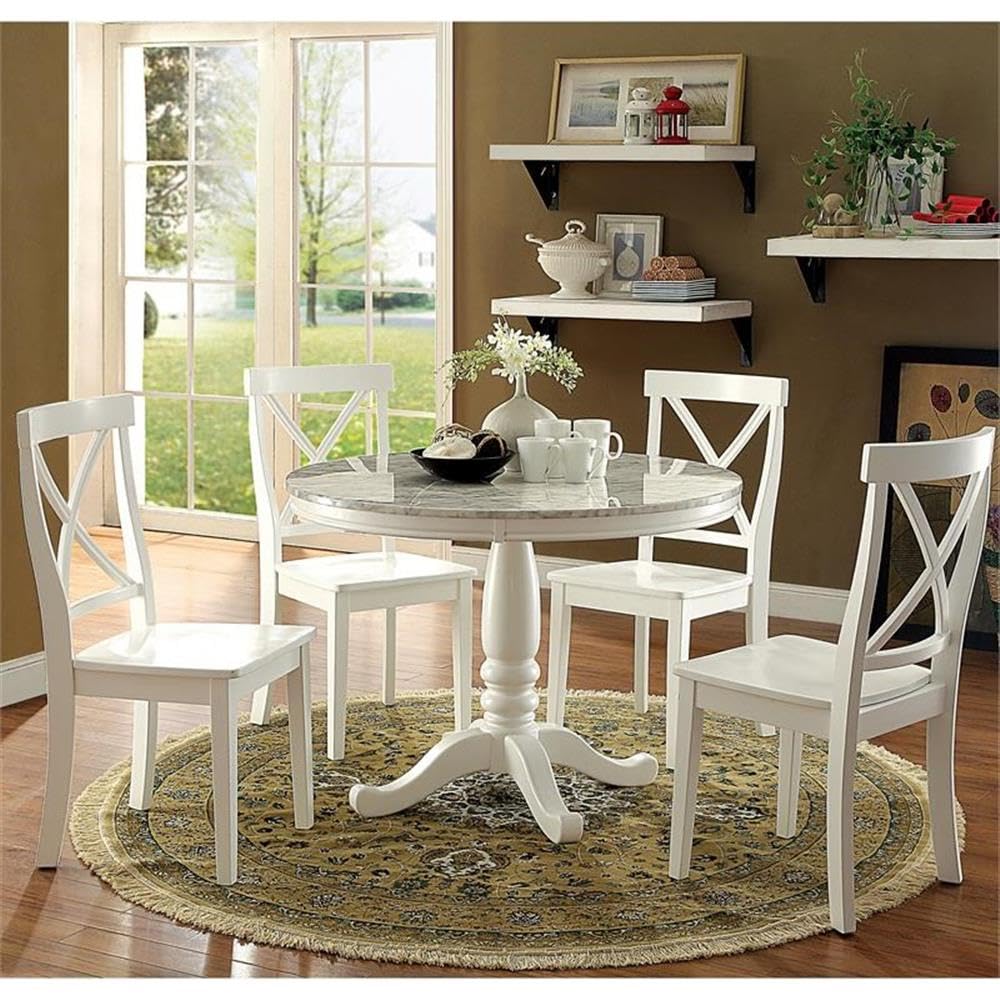 Furniture of America Tummel Transitional Wood Dining Chairs in White - Set of 2 | Modern Farmhouse Style for Dining Room, Kitchen, or Breakfast Nook