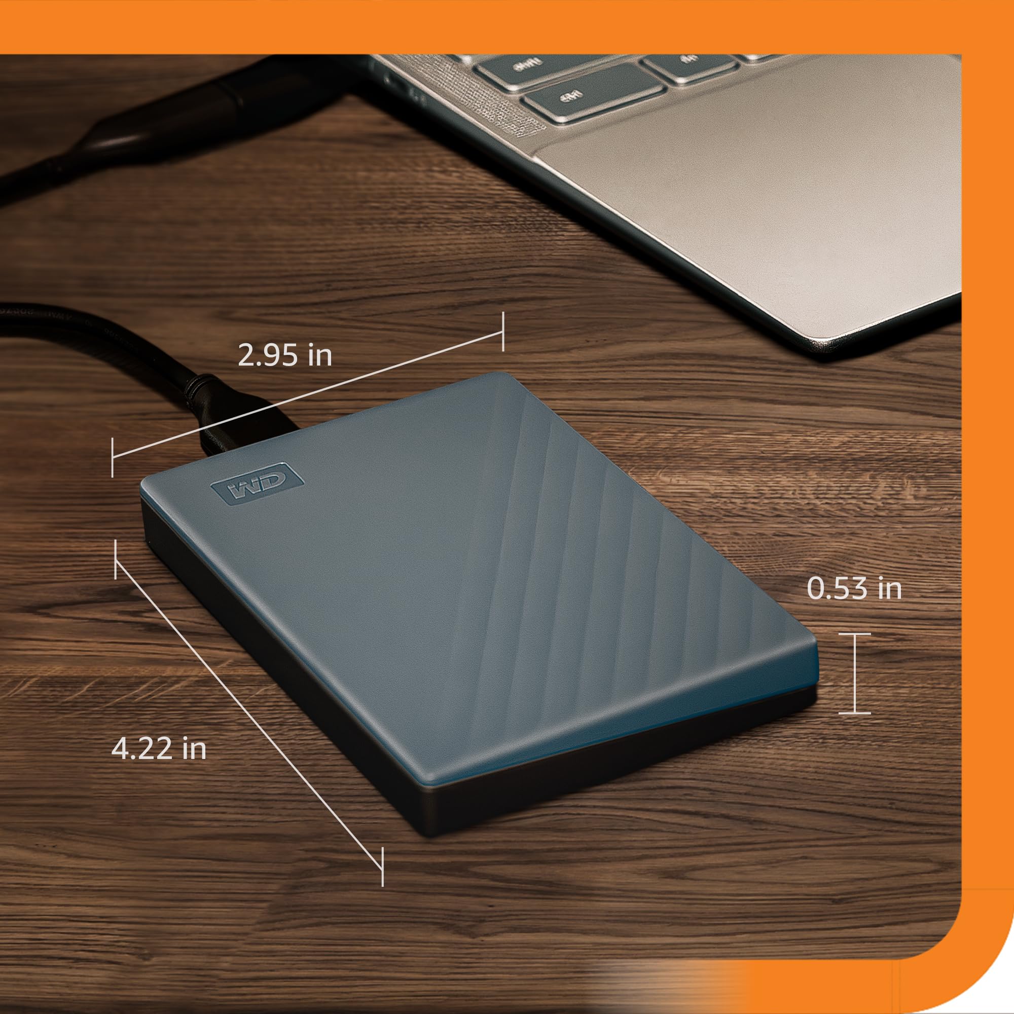 WD 2TB My Passport Portable External Hard Drive - USB-C & USB-A Compatible for Windows PC, Mac, Chromebook, PS5, Xbox - Backup Software & Password Protection (WDBRMD0020BGY-WESN) - Perfect for Data Storage, Gaming, Work & Travel Backup