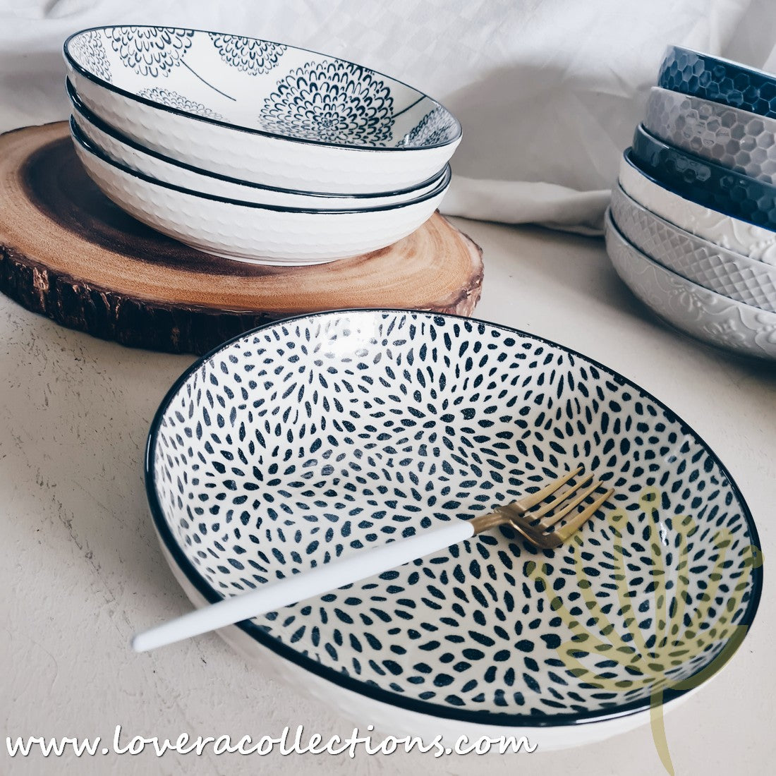 White Waves Assorted Prints Pasta Dish Set - 50% Off + Buy 1 Get 1 Free - Perfect for Dinner Parties & Italian-Themed Decor
