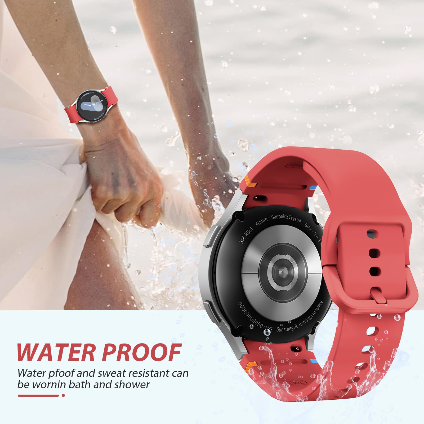 Samsung Galaxy Watch 7/6/5/4/FE Bands - No Gap Silicone Strap for Workout & Daily Use
