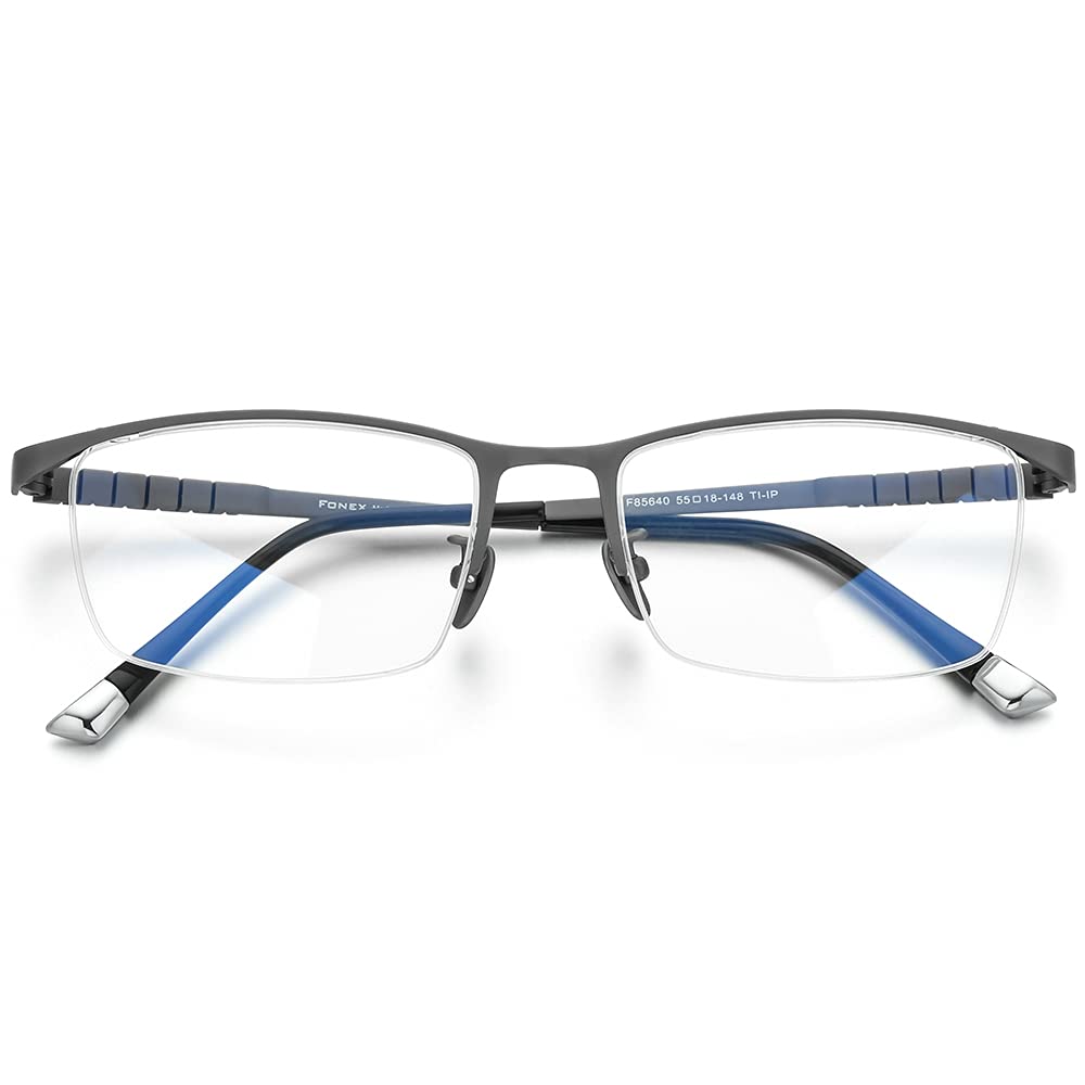 Premium Titanium Eyeglass Frames for Men - Lightweight Square Optical Glasses F85641 | Durable & Stylish for Work, Reading & Everyday Use