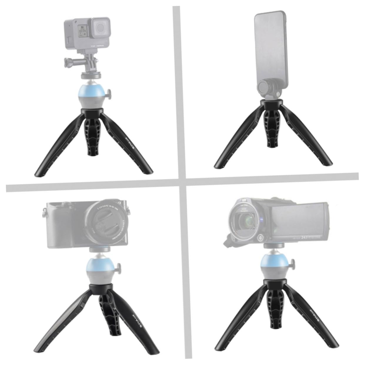 Jojofuny Adjustable Camera Tripod Stand with Phone Holder - Universal Mobile Phone Mount for iPhone, Android, Selfie Stick & Desktop Use - Perfect for Vlogging, Live Streaming & Photography