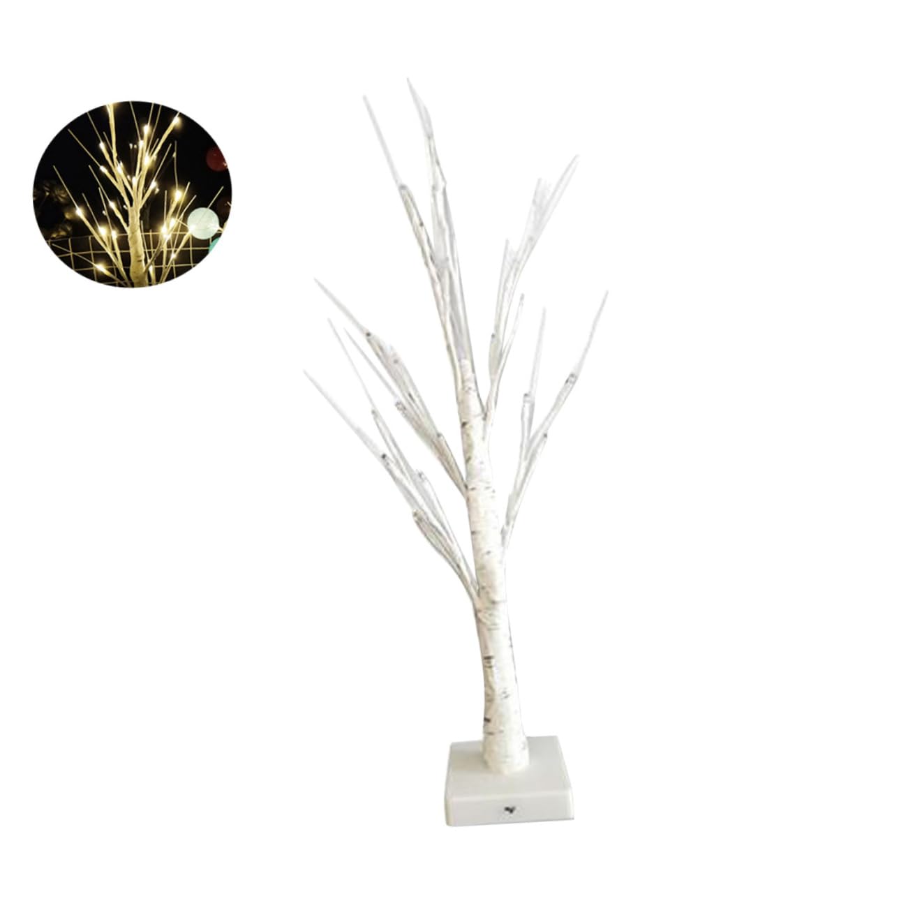 Artibetter 2-Pack White Decorative Table Lamps - Battery Powered Night Lights for Bedroom, Living Room & Office - Tree Design Desk Lamp with 24 LED Bulbs for Cozy Ambience & Nighttime Reading
