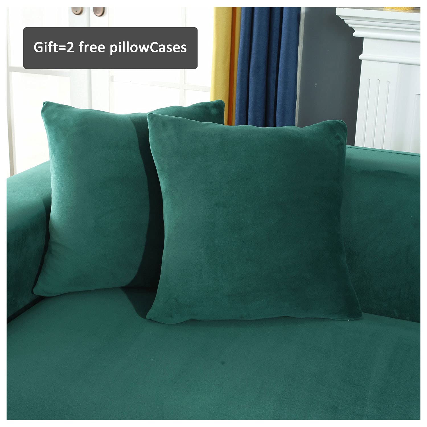 Stretch L-Shaped Sectional Sofa Slipcover - 3+5 Seat Couch Cover for Pets & Kids, Green Furniture Protector for Living Room | Perfect for Family Homes with Dogs & Children