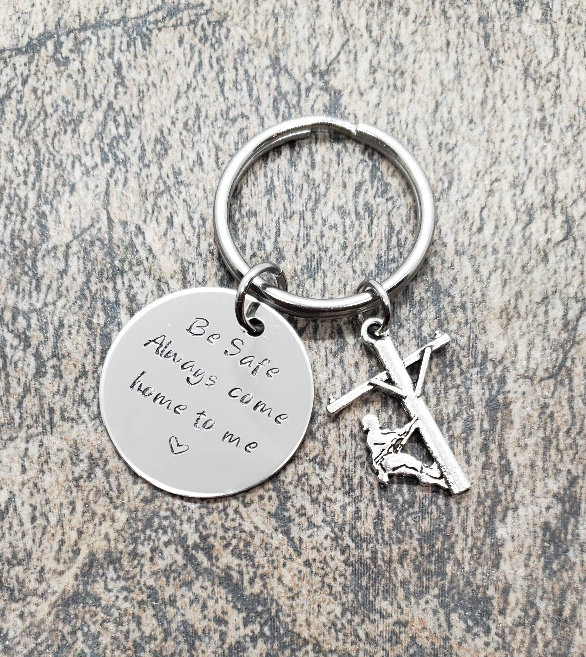 Handmade Lineman Safety Keychain with Lineman Charm - Thoughtful Gift for Lineworkers - 'Always Come Home Safe' Keychain for Electricians & Utility Workers - Perfect for Daily Use, Work Safety Reminder & Heartfelt Present