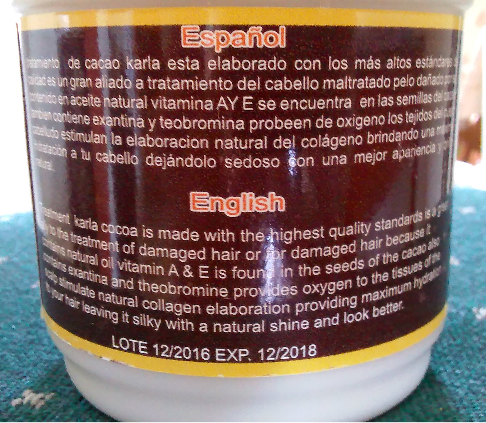 Karla Dominican Cosmetics Cocoa Hair Treatment - Deep Conditioning for Dry, Damaged & Curly Hair | At-Home Hair Mask for Shine & Softness